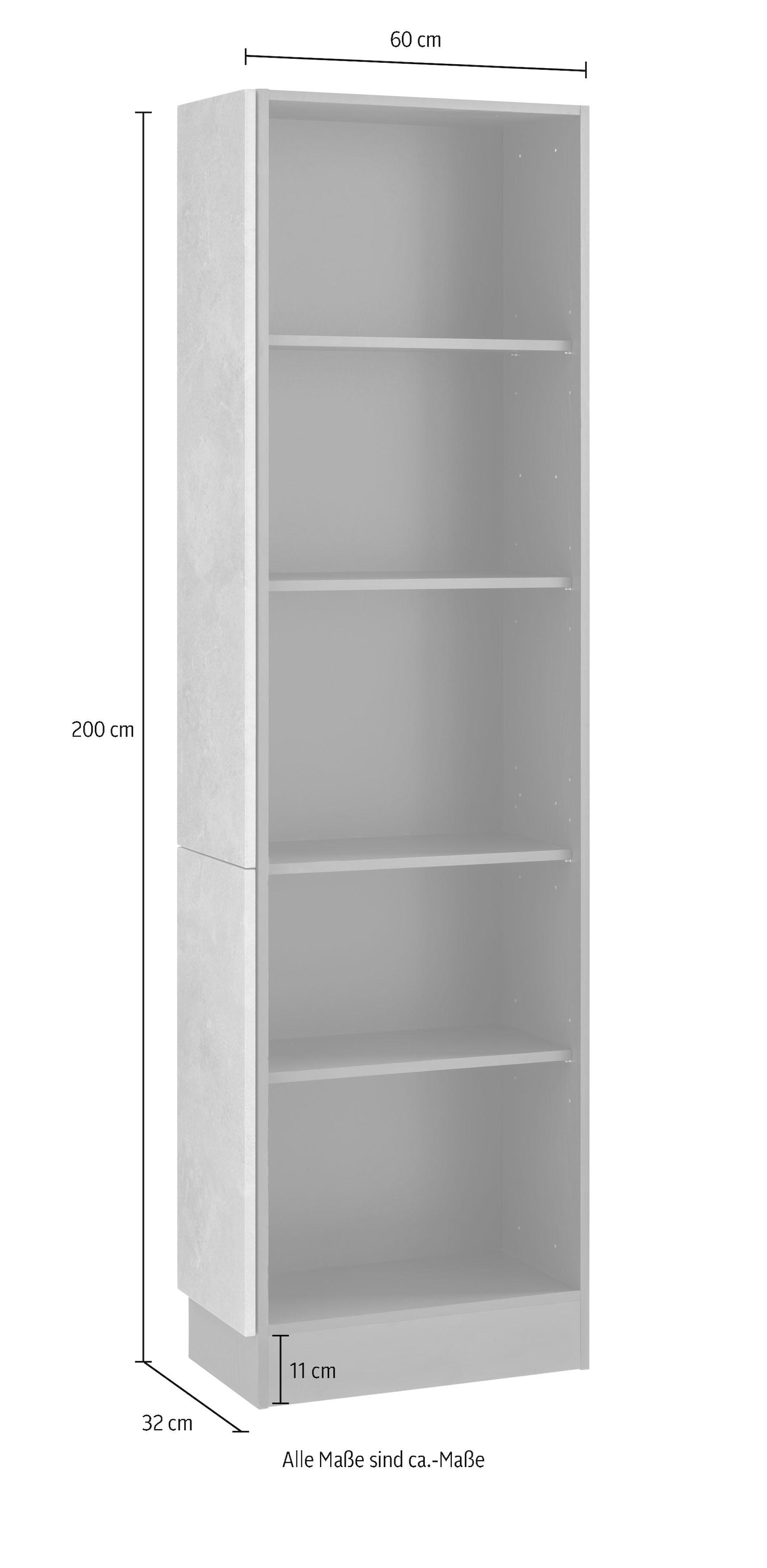 KOCHSTATION Anbauregal »KS-Tulsa«, 30 cm breit, 200 cm hoch, mit 5 Fächern, MDF Front