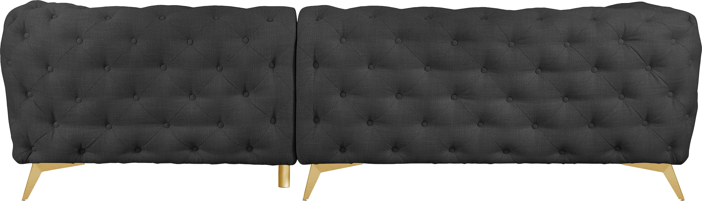 Leonique Chesterfield-Sofa »Ecksofa GLYNIS L-Form mit Wellenunterfederung, Maße B/T/H 264/264/75cm«, aufwändige Knopfheftung, moderne Chesterfield Optik, Fußfarbe wählbar