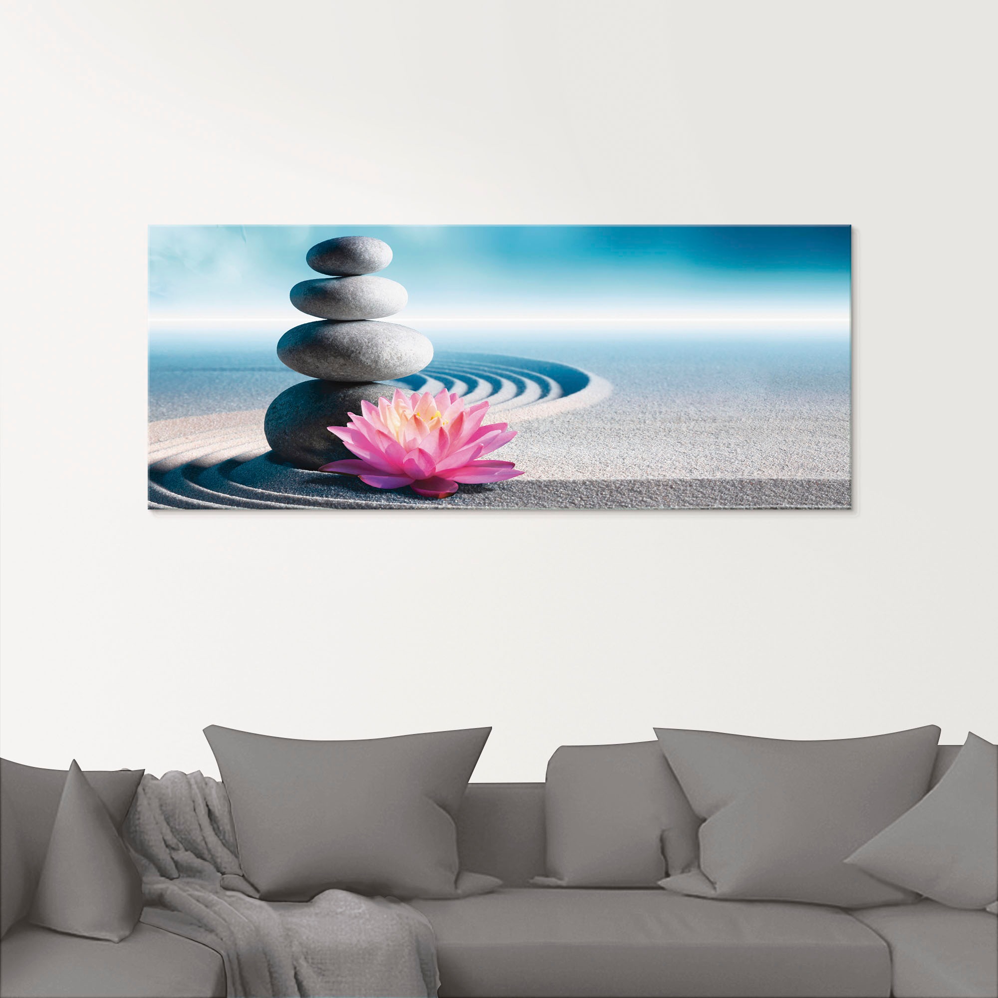 Artland Glasbild "Sand, Lilie und Spa-Steine in Zen-Garten" Zen 1 Stk. tlg. günstig online kaufen