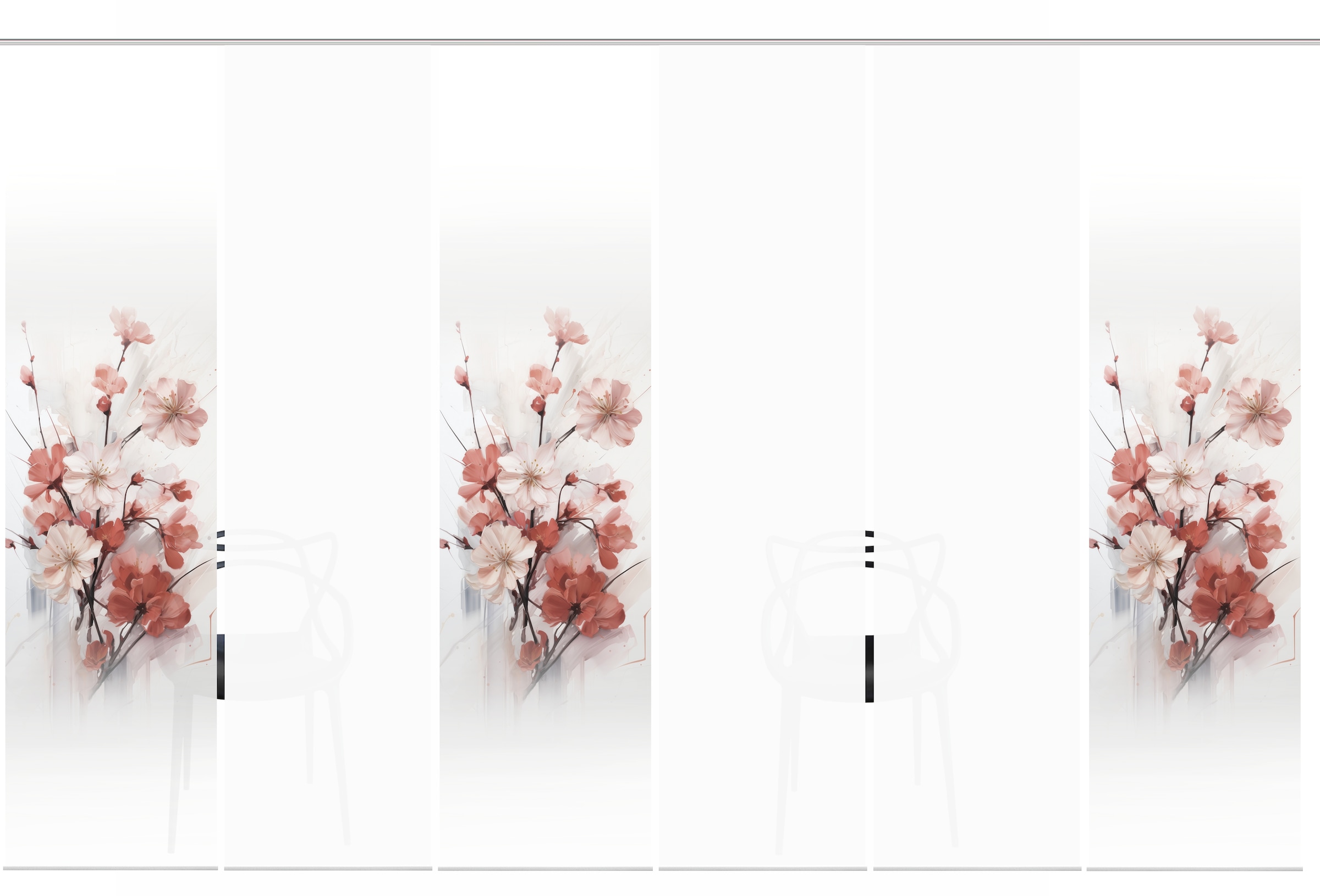 HOME WOHNIDEEN Schiebegardine »LOTUS« Paneelwagen 6 Stk. tlg. Schiebewand Seidenoptik, SET, Digitaldruck