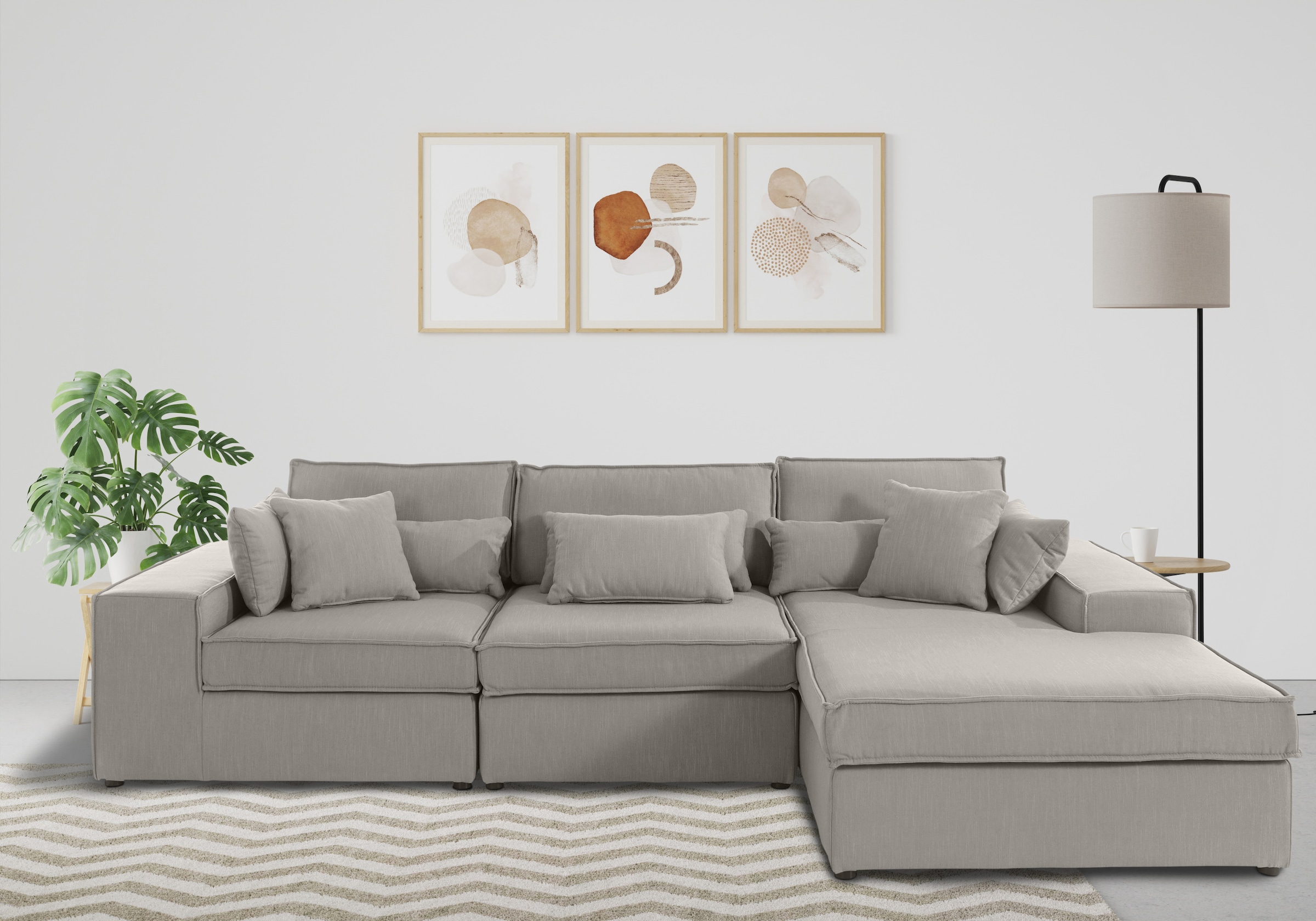 RAUM.ID Ecksofa "Florid L-Form", 3 Teile, bestehend aus Modulen, viele Bezu günstig online kaufen