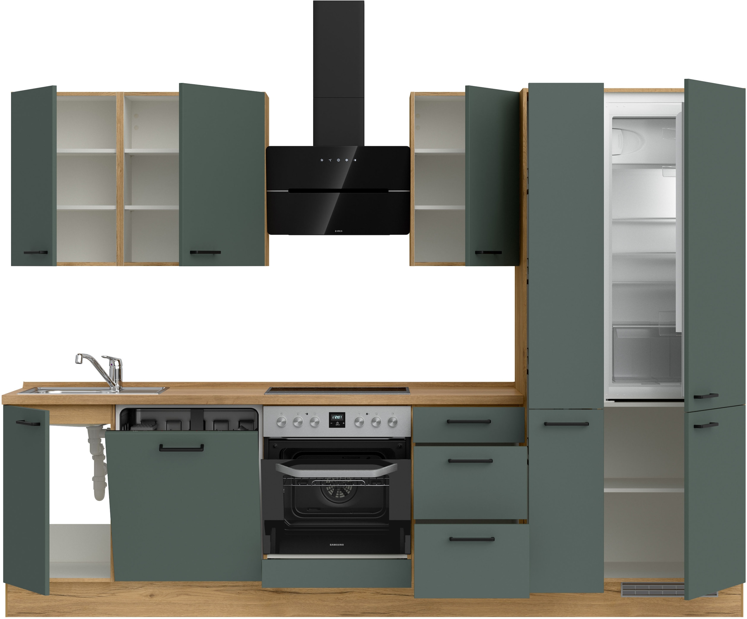 nobilia® Küchenzeile »"Easytouch II"« vormontiert, Ausrichtung wählbar, Breite 300 cm, wahlw. mit E-Geräten