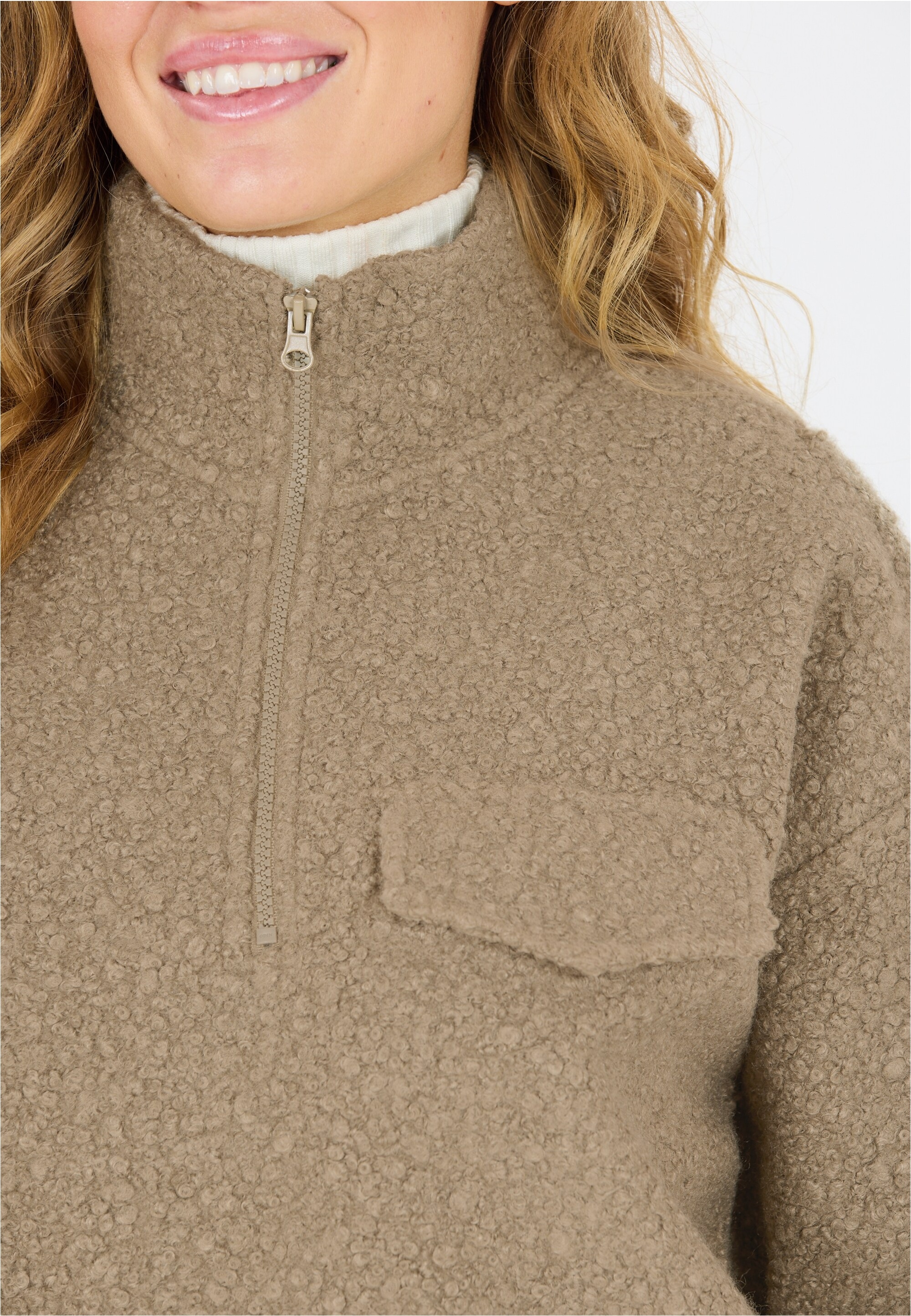 ATHLECIA Strickpullover »Florrie«, mit Teddy-Fleece und halbem Reißverschluss