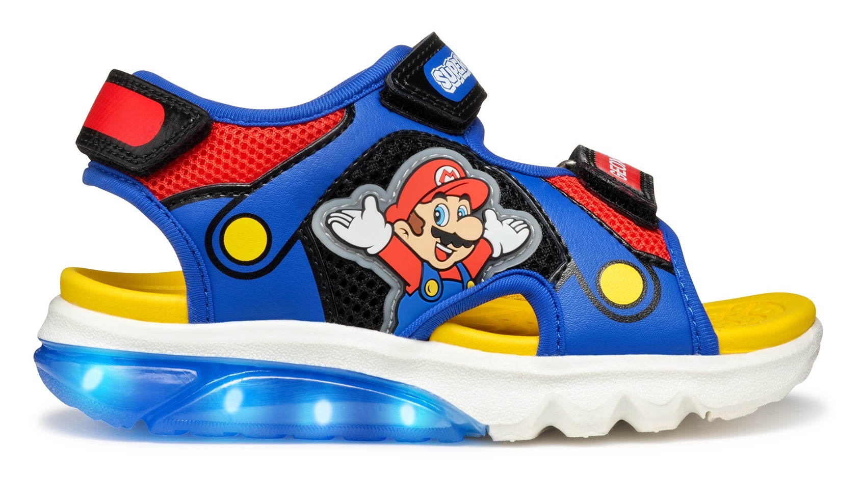 Geox Sandale »J SANDAL CIBERDRON B Blinkschuh«, Klettschuh in buntem Design mit Super Mario Motiv und Blinkfunktion