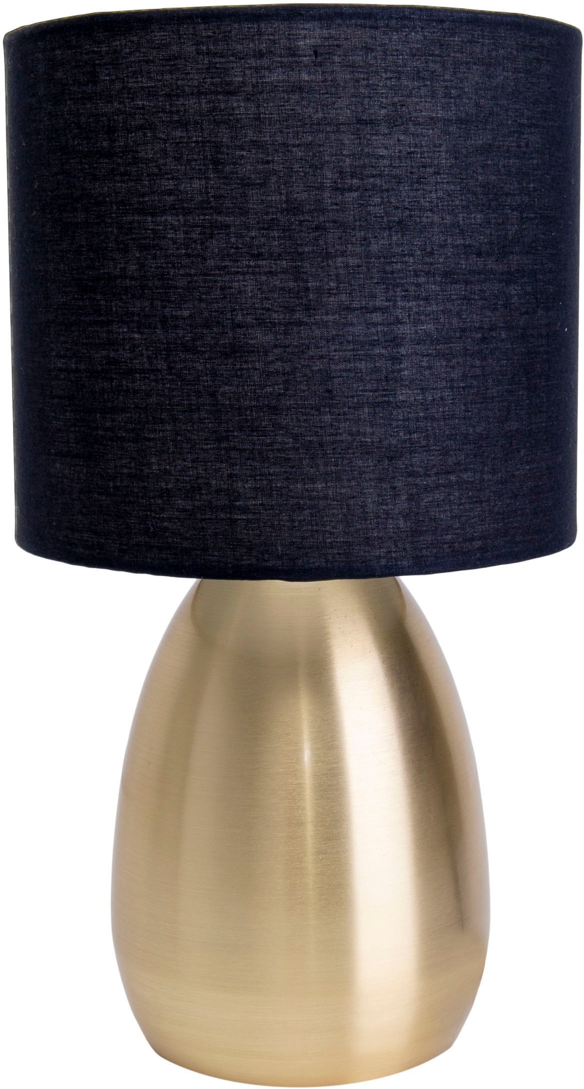 näve Tischleuchte »Aurum«, 1 flammig, Leuchtmittel E14 | ohne Leuchtmittel, 1xE14, Textilschirm schwarz, Fuß gold, Höhe 33cm, Zuleitung 150cm
