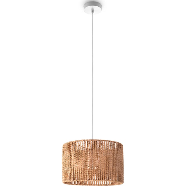 Paco Home Pendelleuchte »Hugo Buena«, Wohnzimmer Esszimmer Rattan Optik  Boho Lampenschirm Papier | BAUR