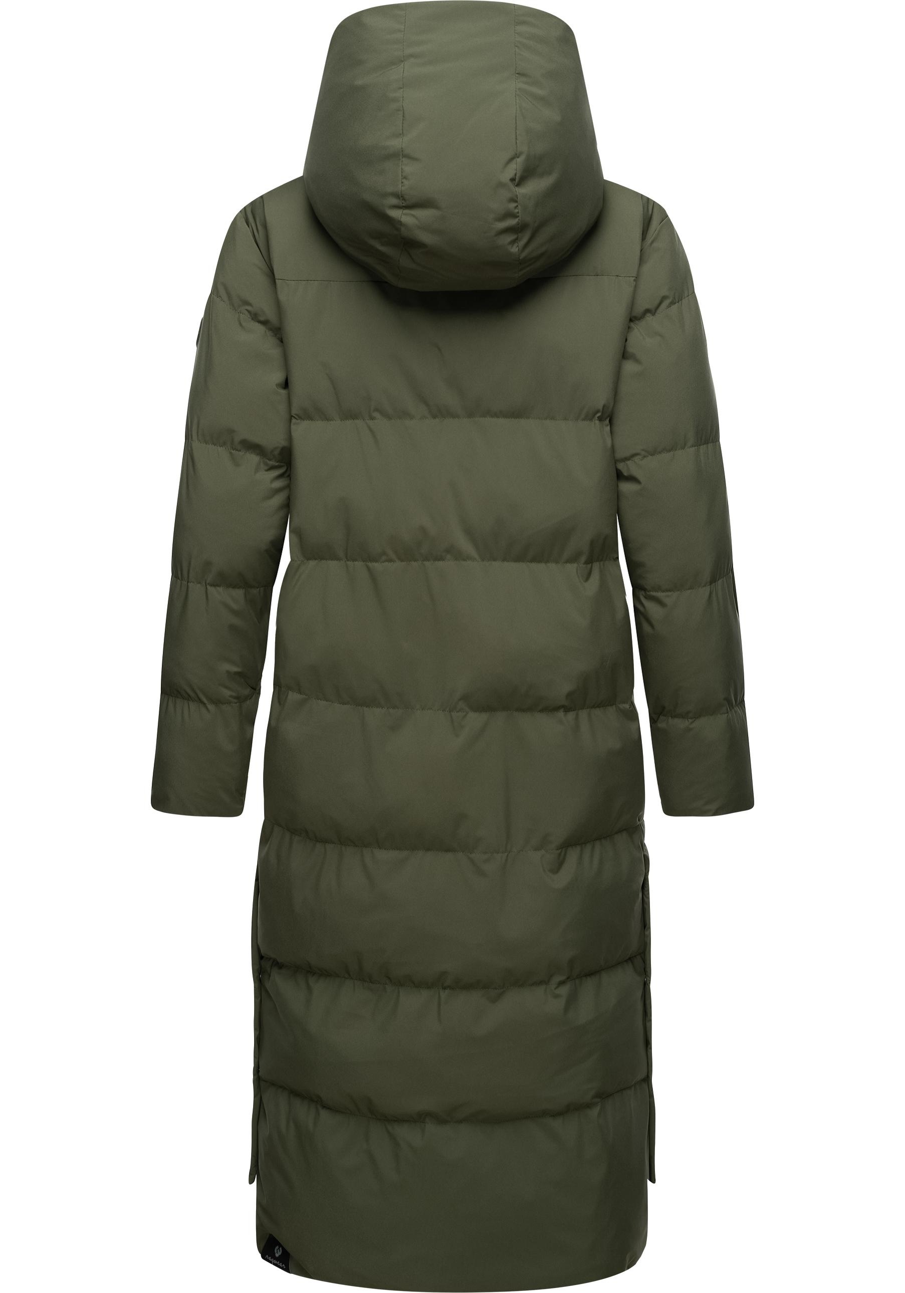 Ragwear Wintermantel »Patrise«, Extralanger Damen Winter Steppmantel mit Gehschlitzen