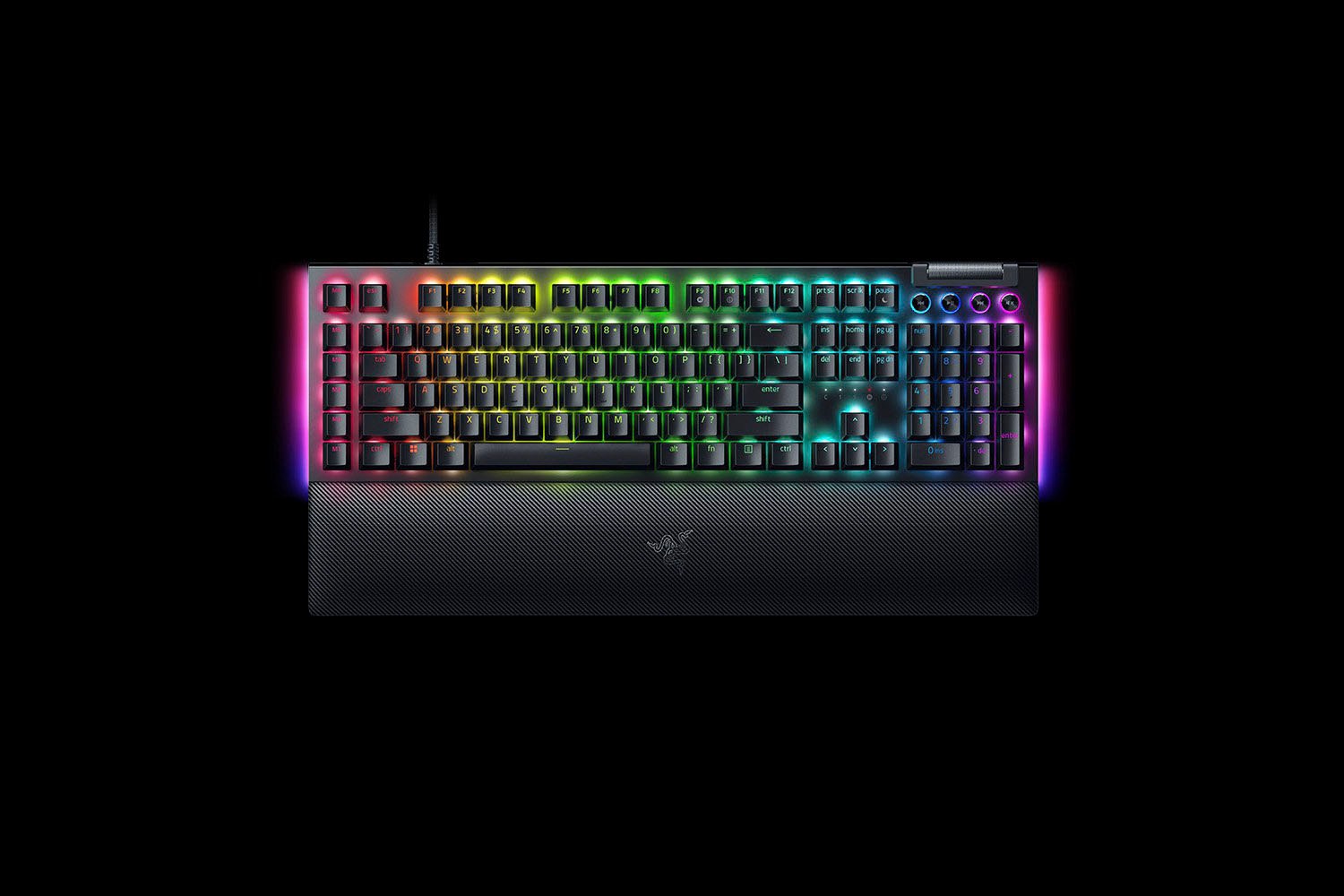 RAZER Tastatur »BlackWidow V4 DE«, (Funktionstasten-Handgelenkauflage-Lautstärkeregler-Makro-Tasten-Multimedia-Tasten-Profil-Speicher-Ziffernblock-USB-Anschluss)