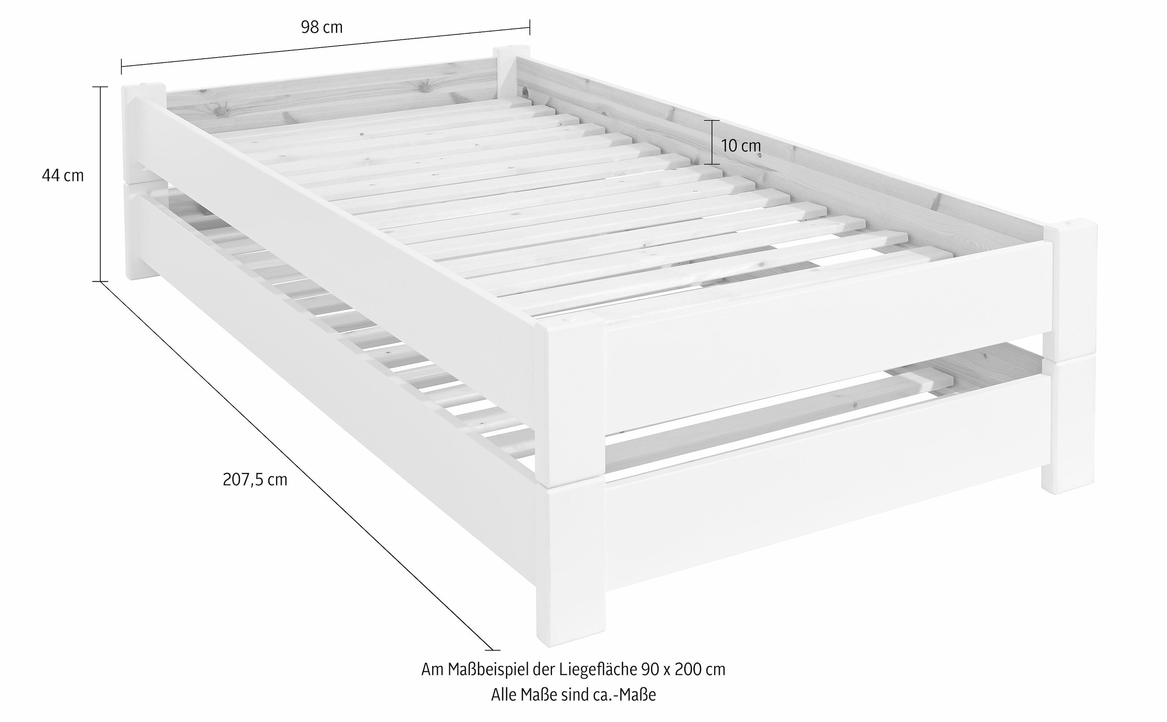 Lüttenhütt Stapelliege »"Femmy " 2 Betten, stapelbar, platzsparend«, zertifiziertes Massivholz (Kiefer)