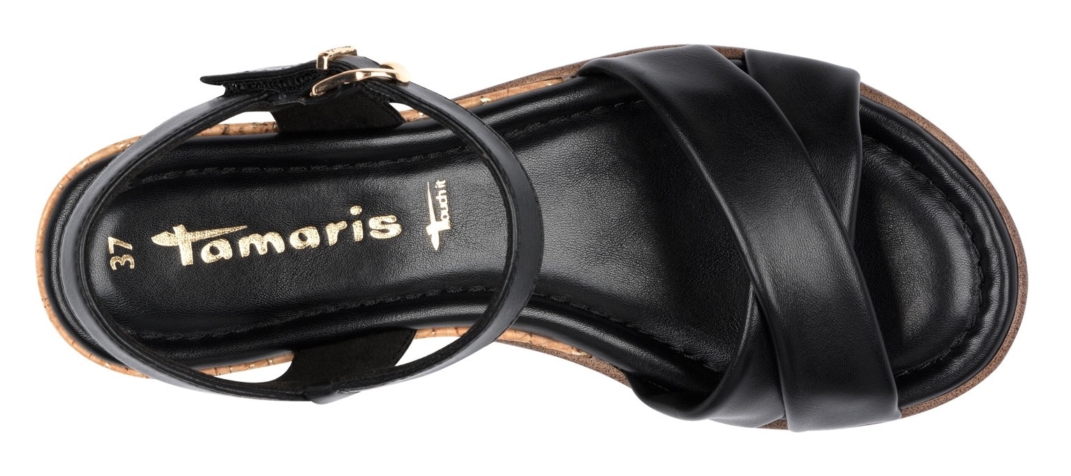 Tamaris Sandalette, Keilabsatz, Sommerschuh, Riemchensandale mit Schnallenverschluss