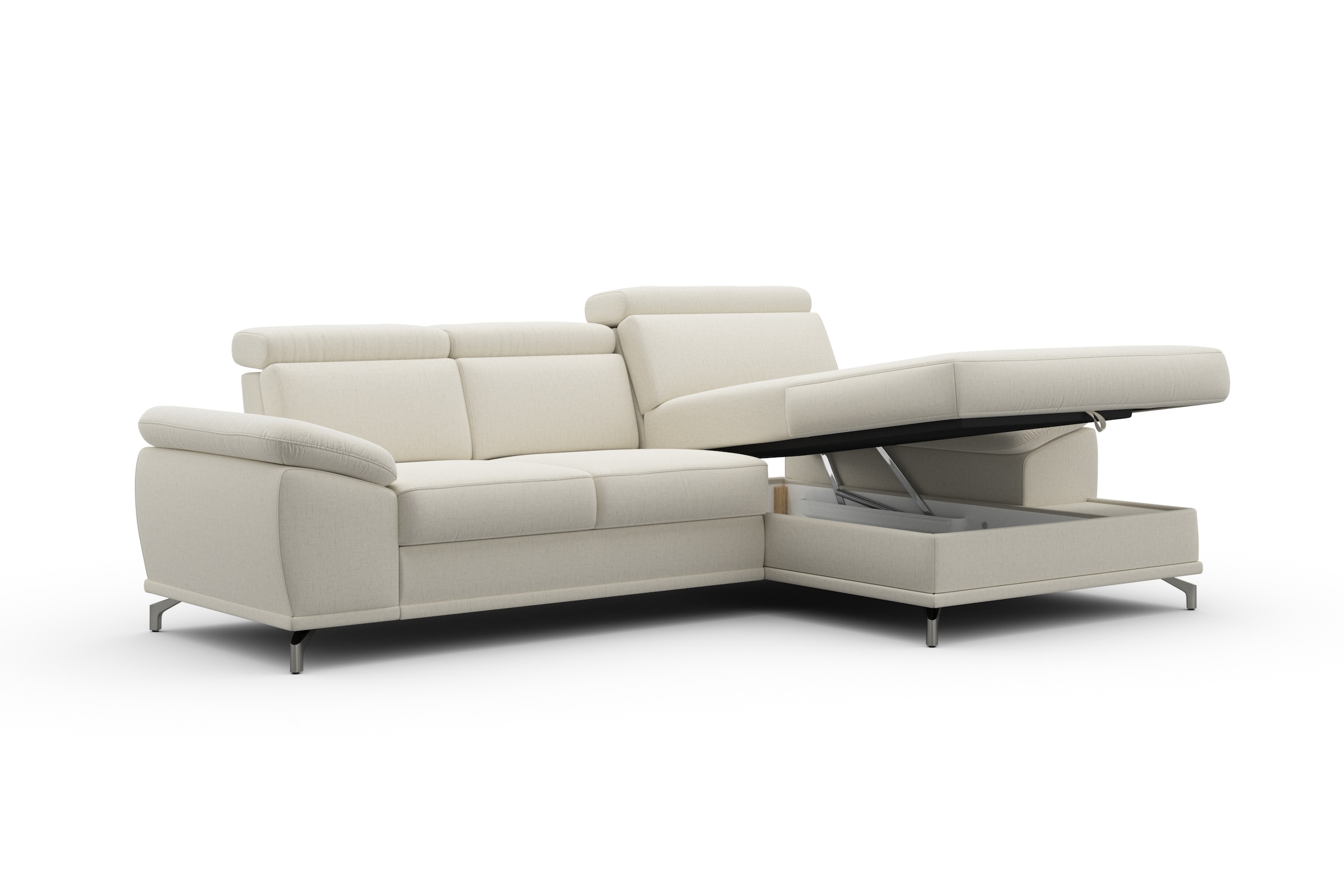 sit&more Ecksofa »Cabrio L-Form, mit Sitztiefenverstellung, Arm- und Kopfteilverstellung«, 2 Nierenkissen, Federkern, optional Bettfunktion und Stauraum