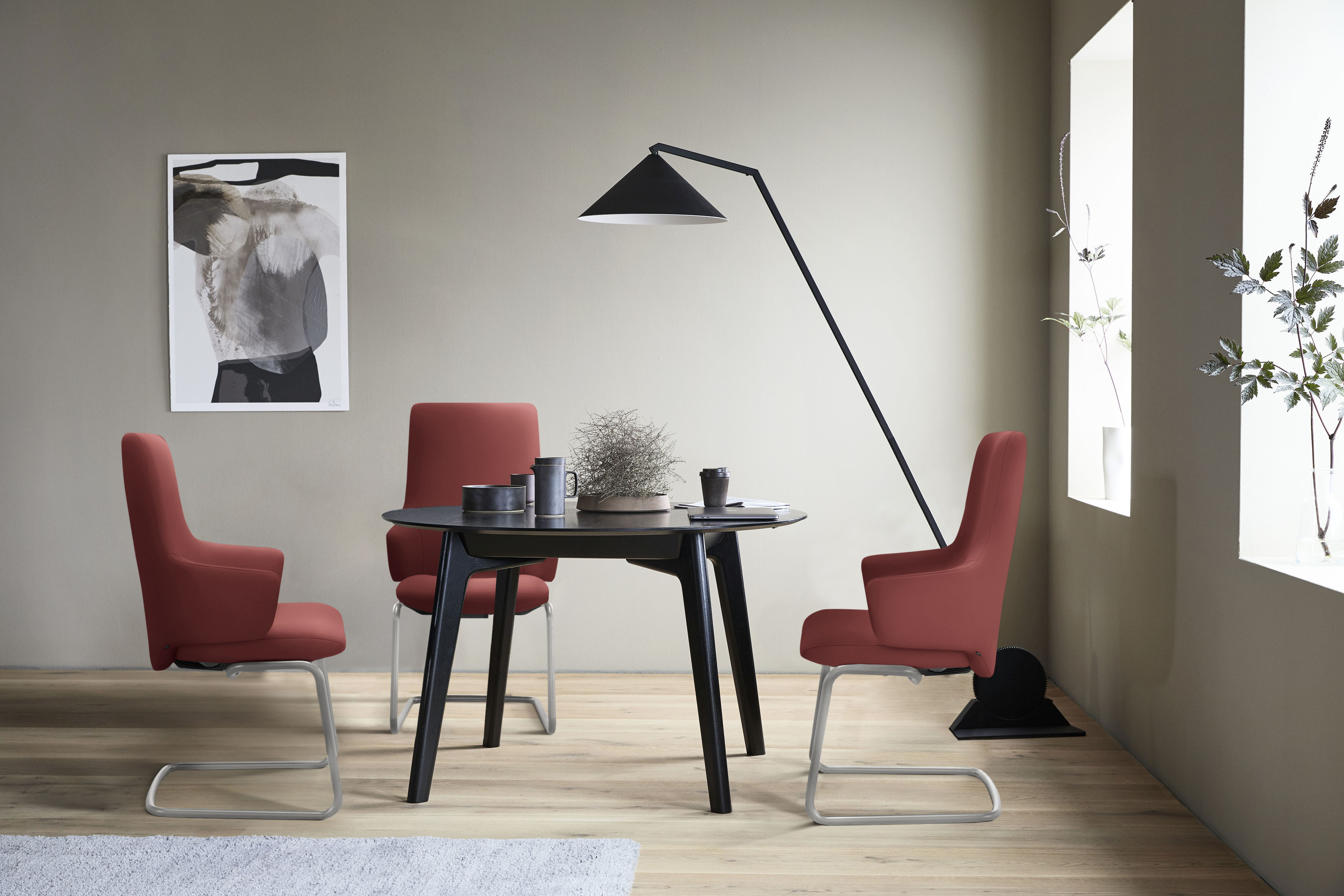 Stressless Polsterstuhl "Laurel" () High Back mit Armlehne, Größe L, mit Beinen aus Stahl in Schwarz matt
