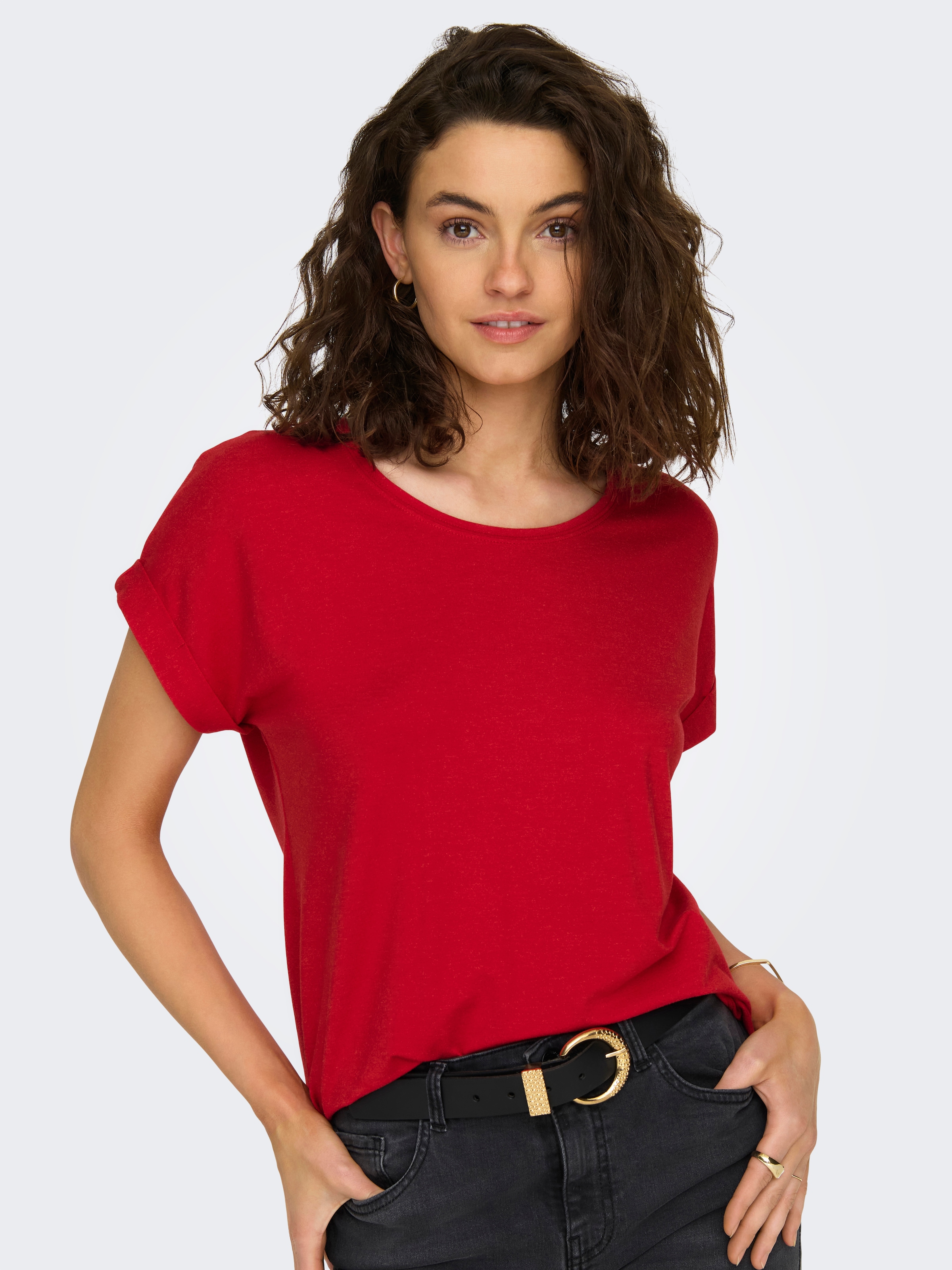 ONLY T-Shirt "ONLMOSTER – Kurzarmshirt mit Aufschlag und klassischem Look" günstig online kaufen