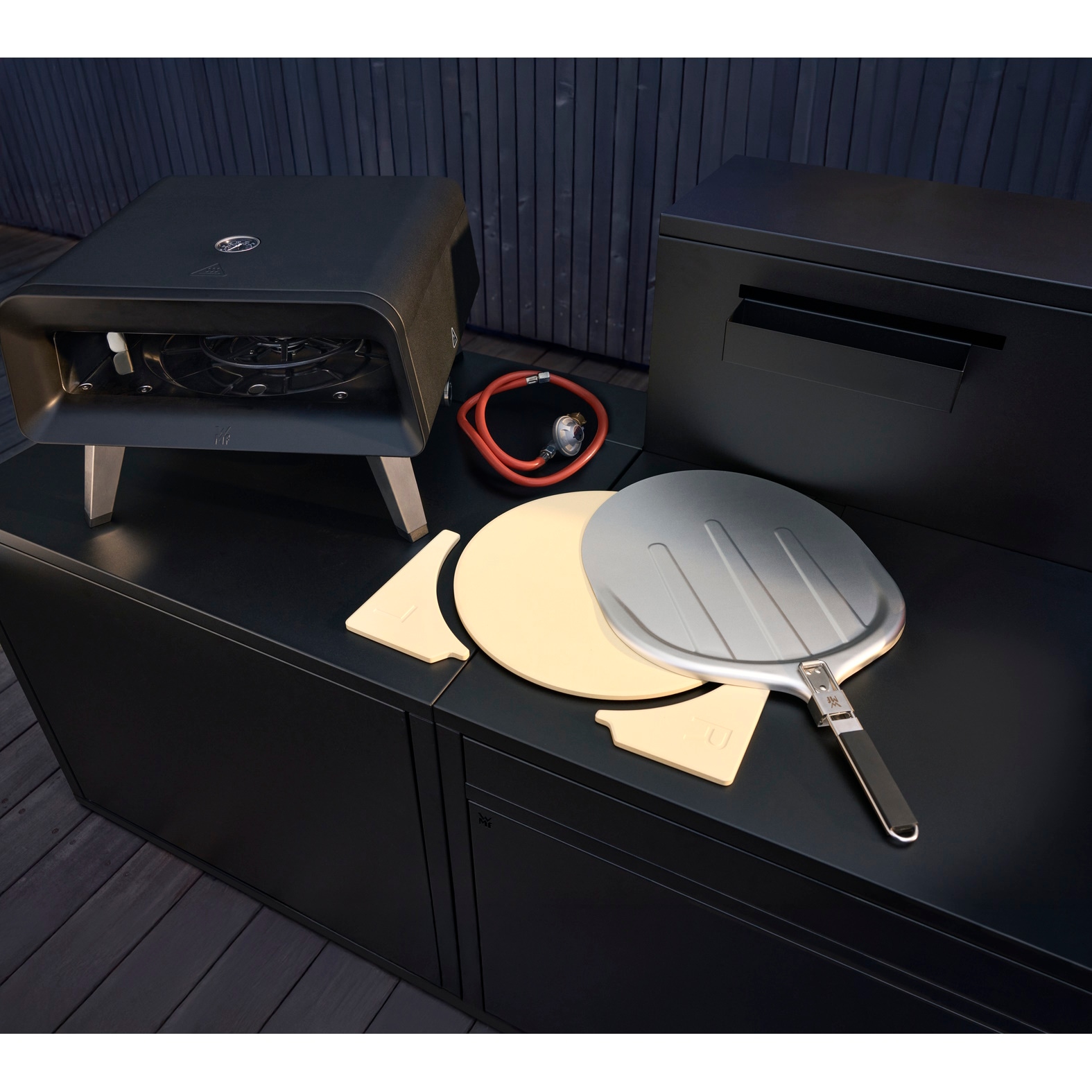 WMF Pizzaofen »Pizzaiolo Pro, Gaspizzaofen, knusprige Ergebnisse in 90 Sekunden«, automatische Drehmechanik, hochwertiger Pizzastein, inkl.Pizzaschaufel
