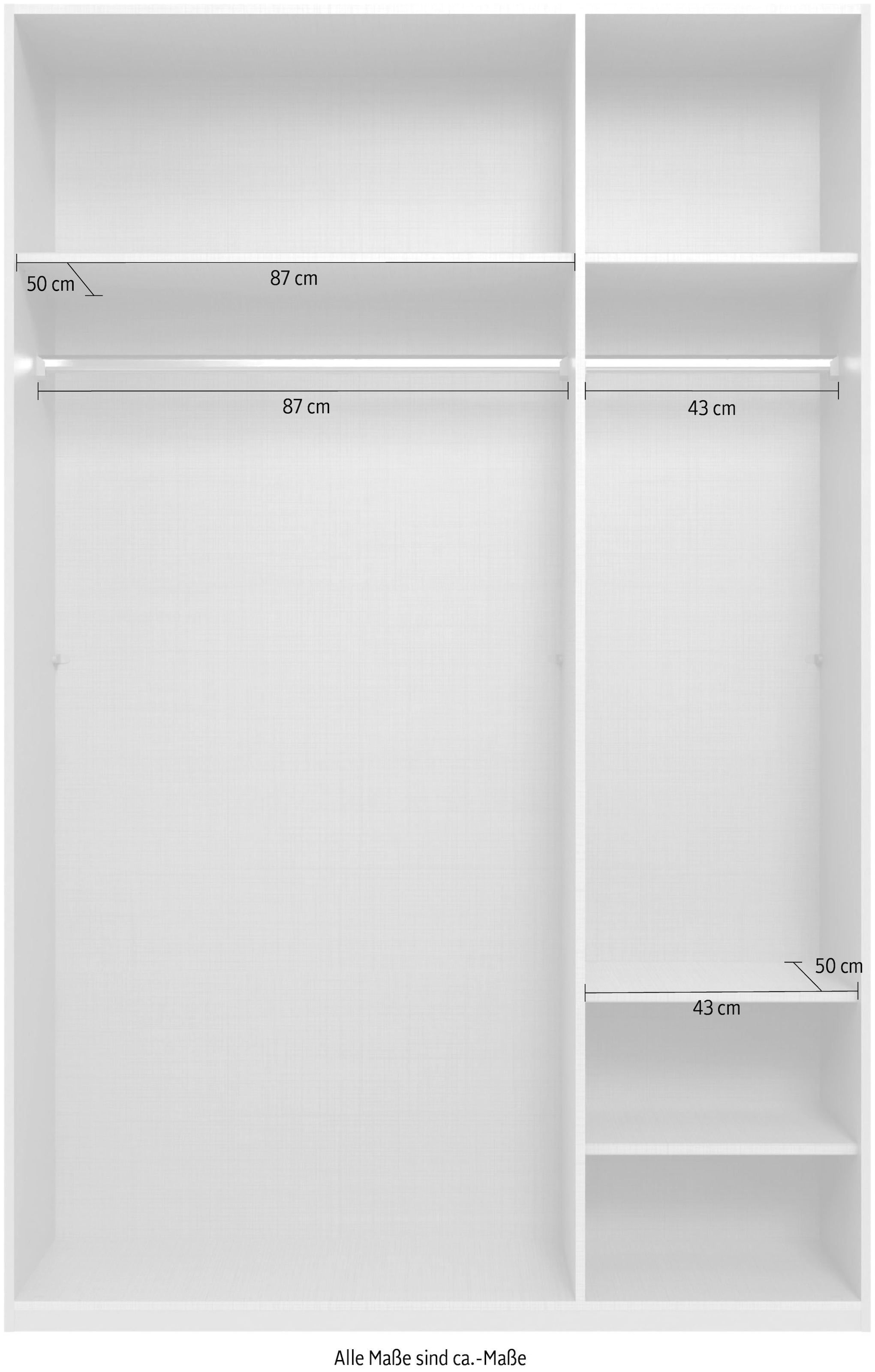 Wimex Kleiderschrank »Mugano,in 8 Breiten,3 Höhen,2 Tiefen, viele Farben, Made in Germany«, (in Basic oder Premium Ausstattung mit 2 weiteren Einlegeböden), mit langen oder kurzen Griffen aus Metall, mit oder ohne Spiegel