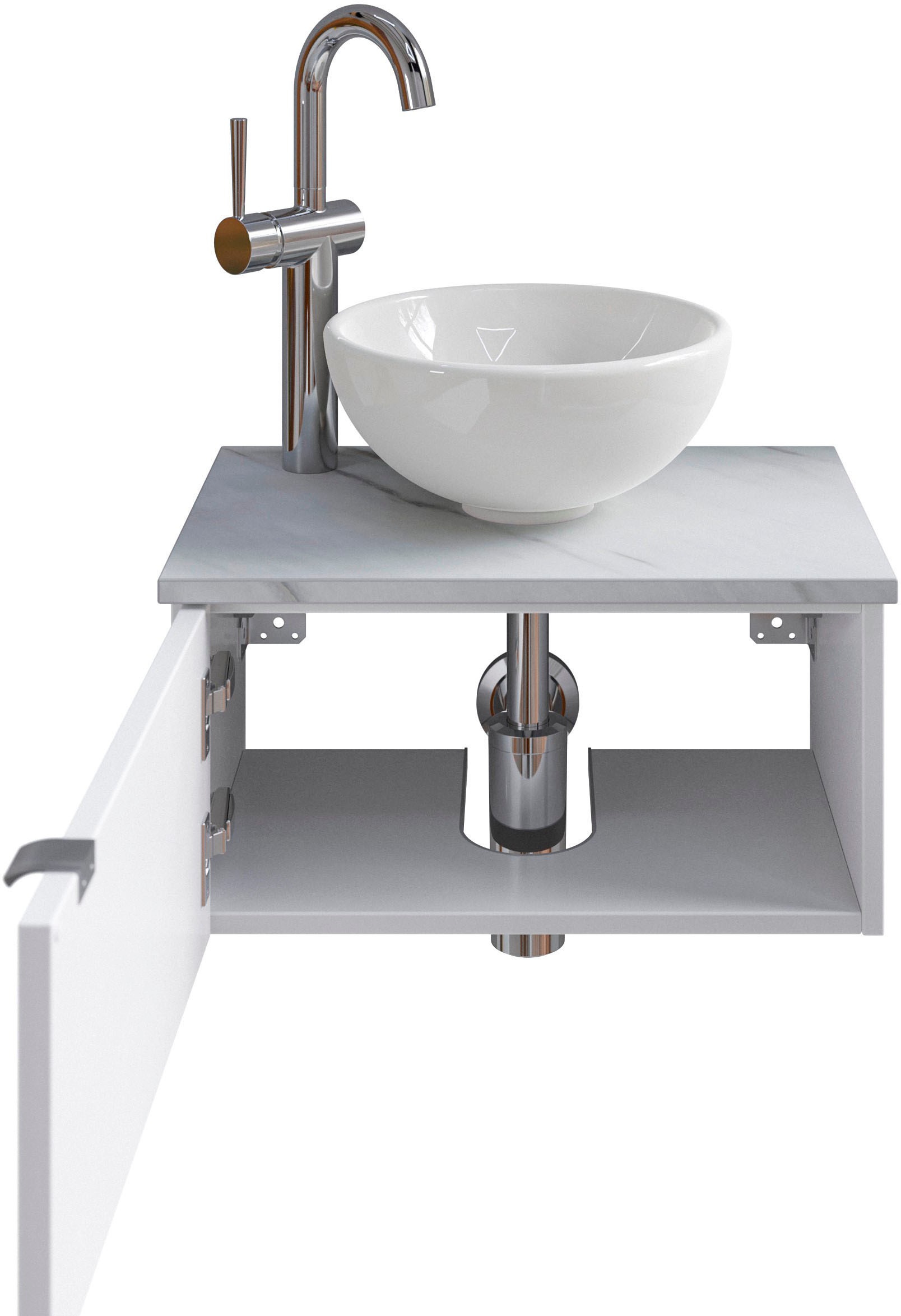 Saphir Badmöbel-Set »Serie 6915«, (4 St.), Gäste-Bad, 51 cm breit, mit LED-Spiegel und 1 Tür
