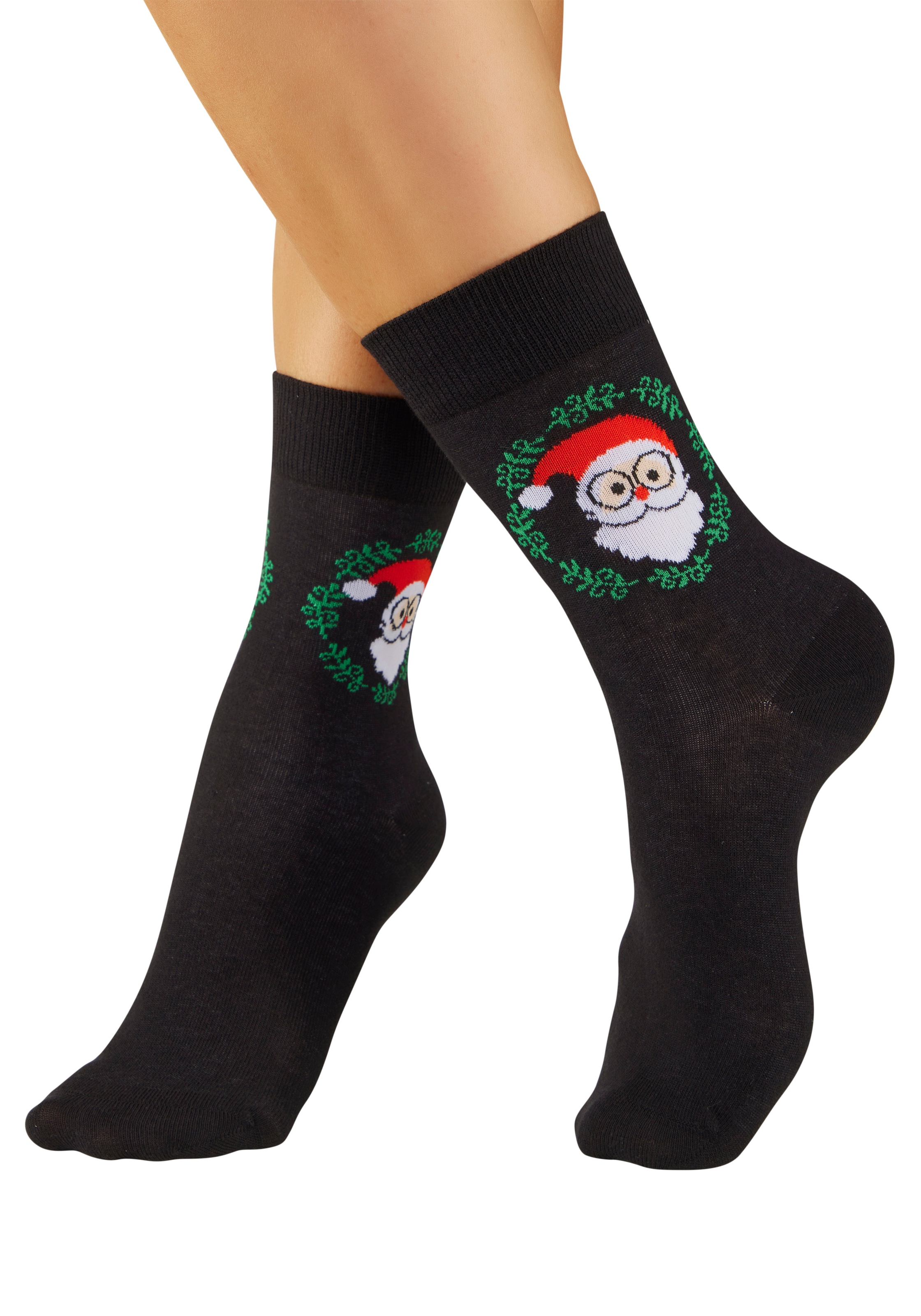 H.I.S Freizeitsocken »Damen Weihnachtssocken« Packung, 3 Paar tlg. mit lustigen Weihnachtsmotiven