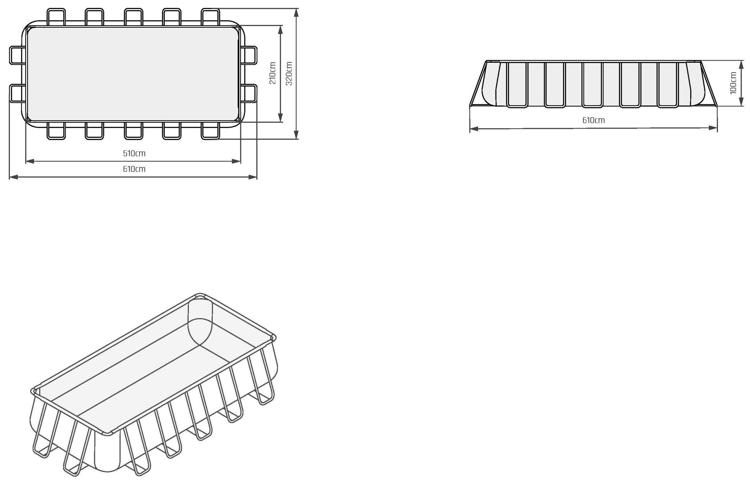 EXIT Framepool, (Set, 3 tlg.), LxBxH: 540x250x100 cm, inkl. Filterpumpe und Sicherheitsleiter