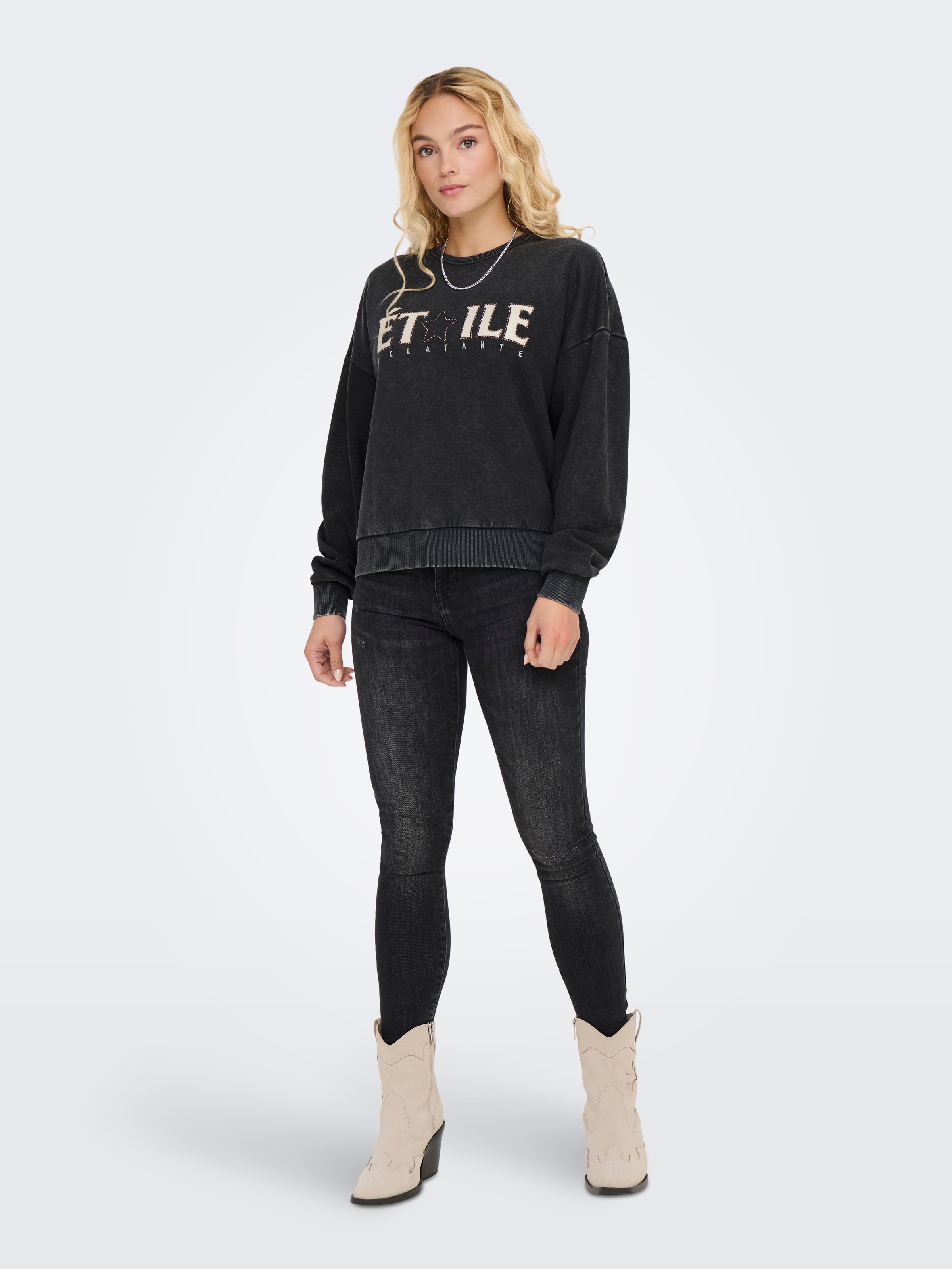 ONLY Sweatshirt »ONLPENELOPE L/S BEADS O-NECK SWT«