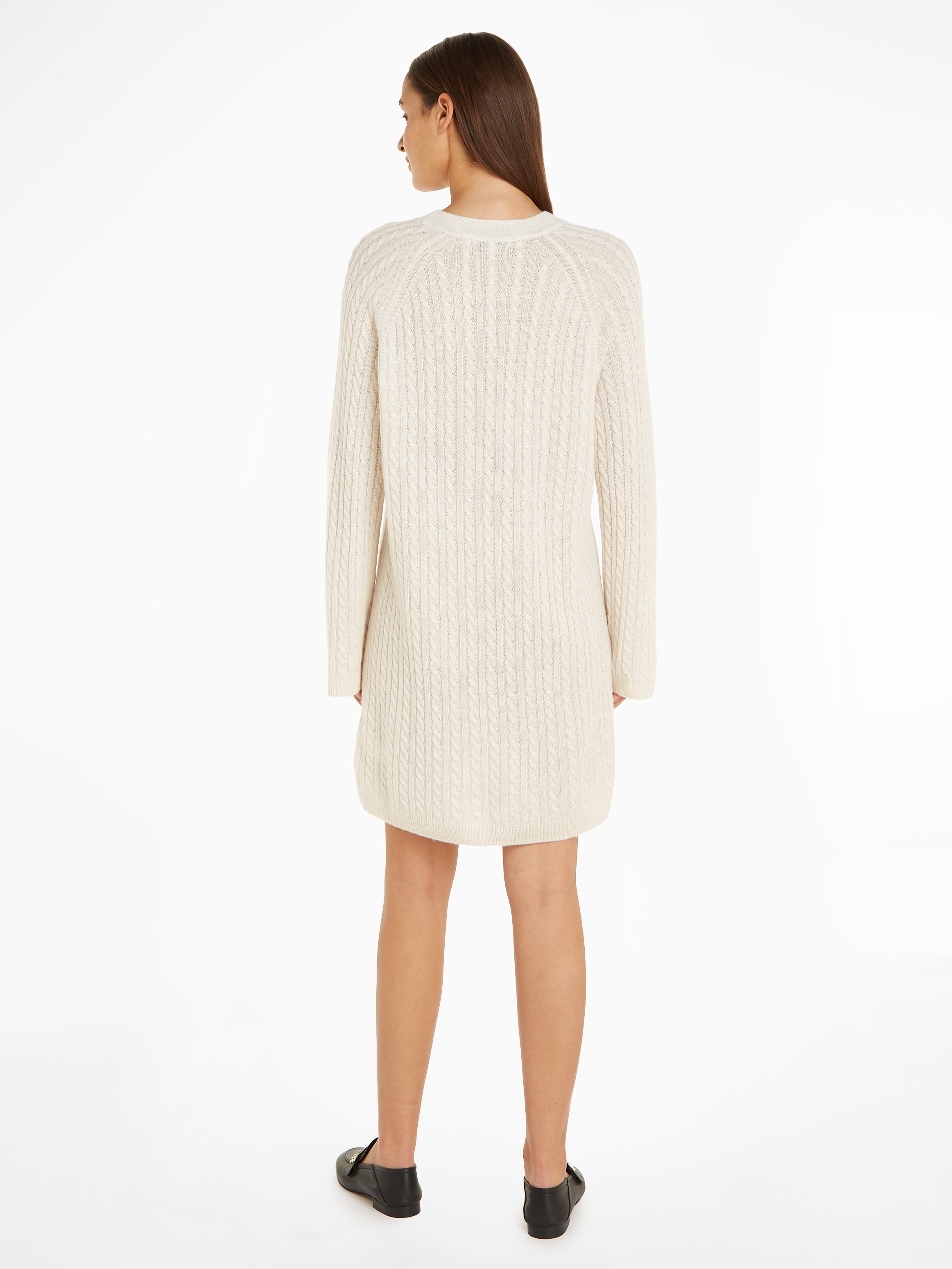 Tommy Hilfiger Strickkleid »SOFT WOOL AO CABLE C-NK DRESS«, aus weichem Zopfstrick