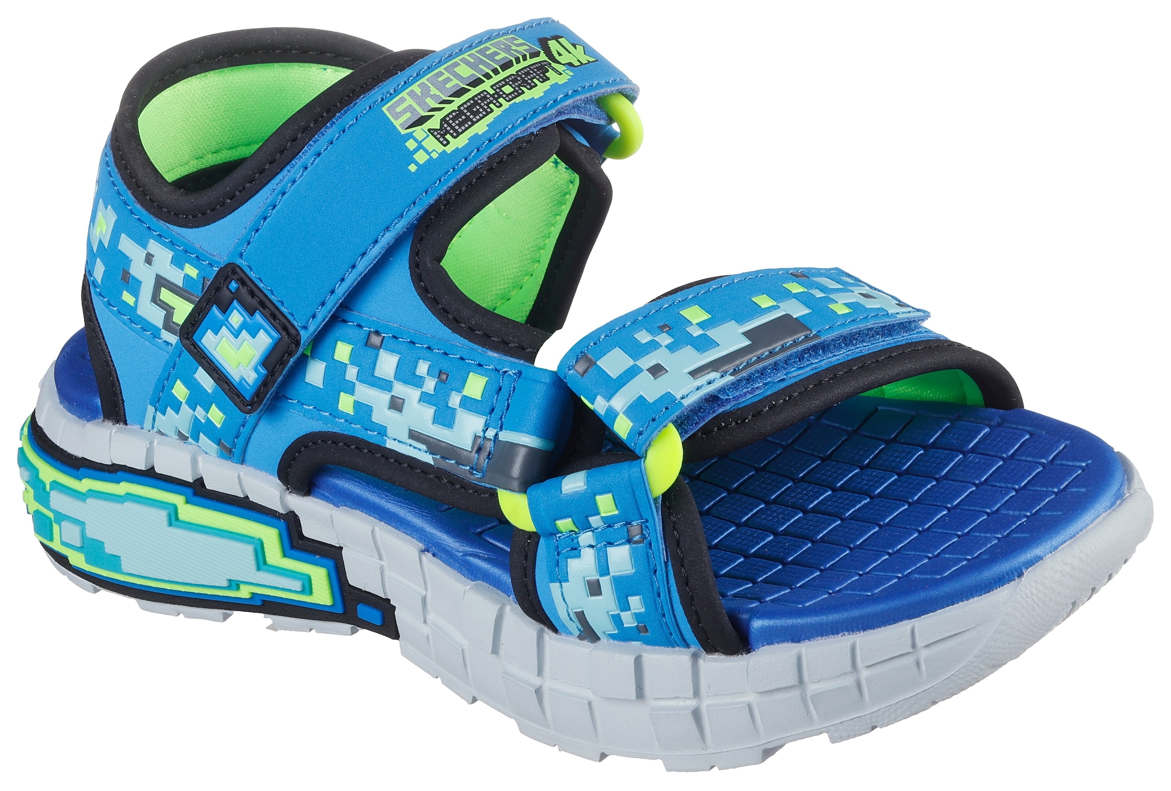 SKECHERS Jungen Sandale "MEGA-SPLASH 4K", Gr. 32, blau, Lederimitat, Textil, kontrastfarbene Details, Schuhe, Mega Craft Sandale mit Klettverschluss,