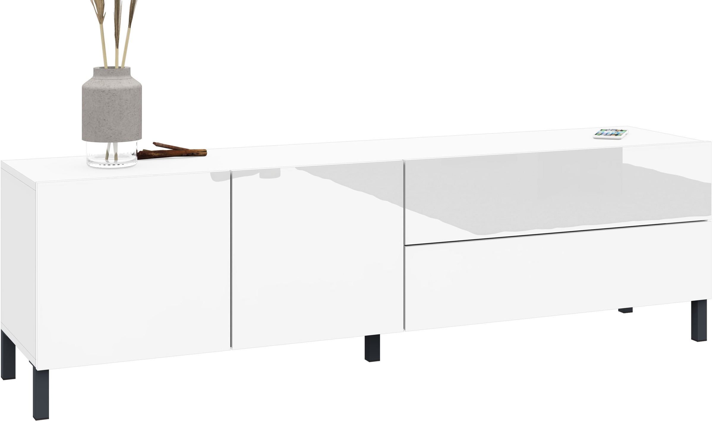 borchardt Möbel Lowboard, Metallfüße, grifflose Optik