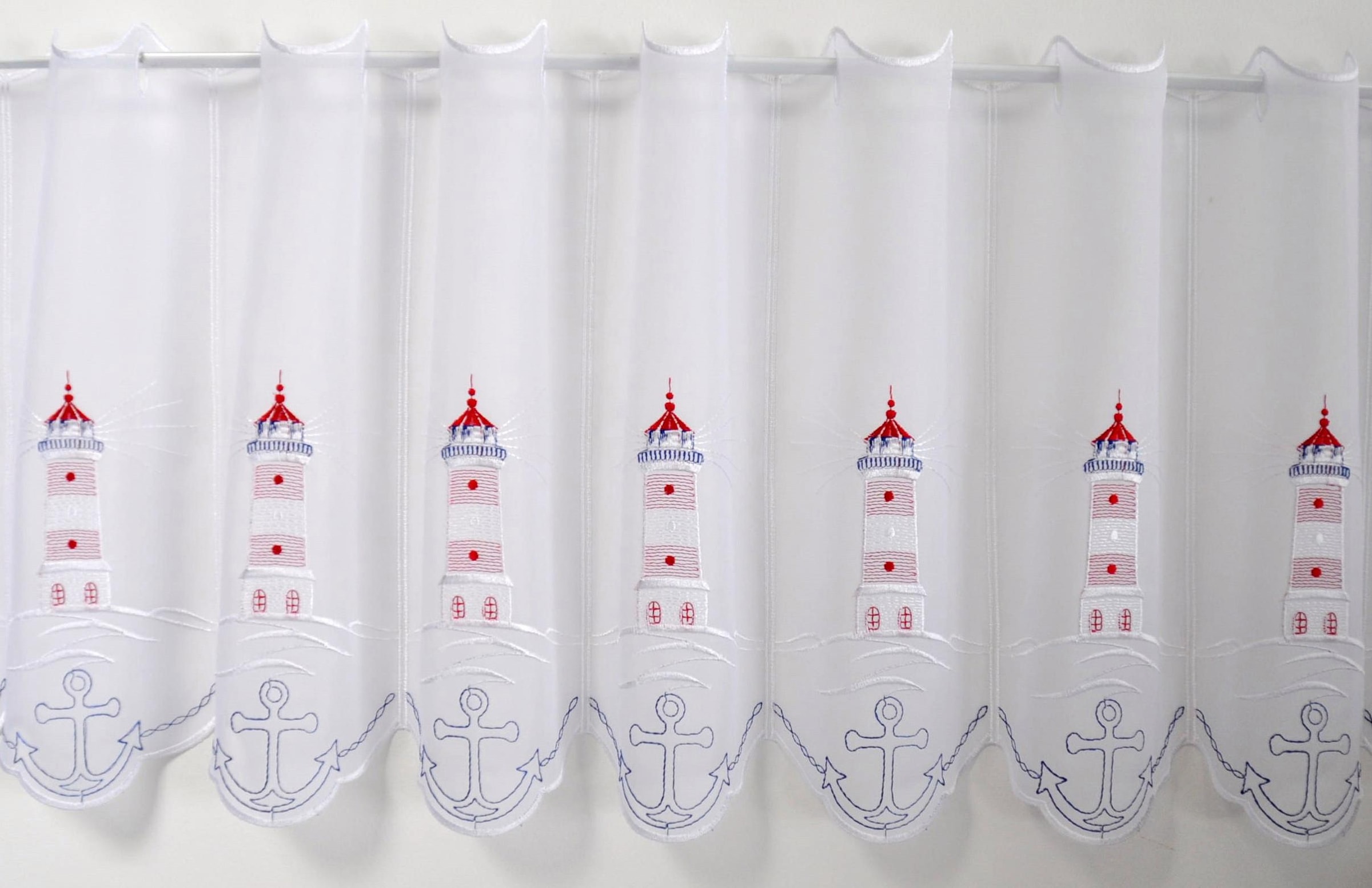 »Leuchtturm«, echter Spitze Stickereien BAUR Plauen Scheibengardine kaufen (1 Plauener | mit St.), Stickerei