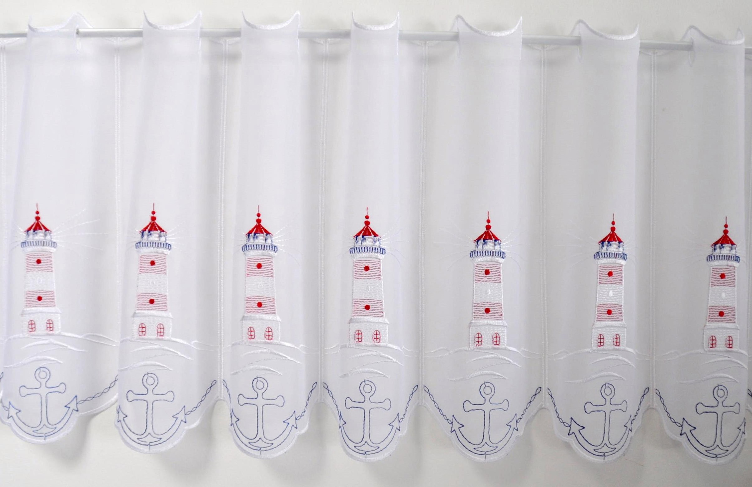 Stickereien Plauen Scheibengardine "Leuchtturm" Stangendurchzug 1 Stk. tlg. günstig online kaufen