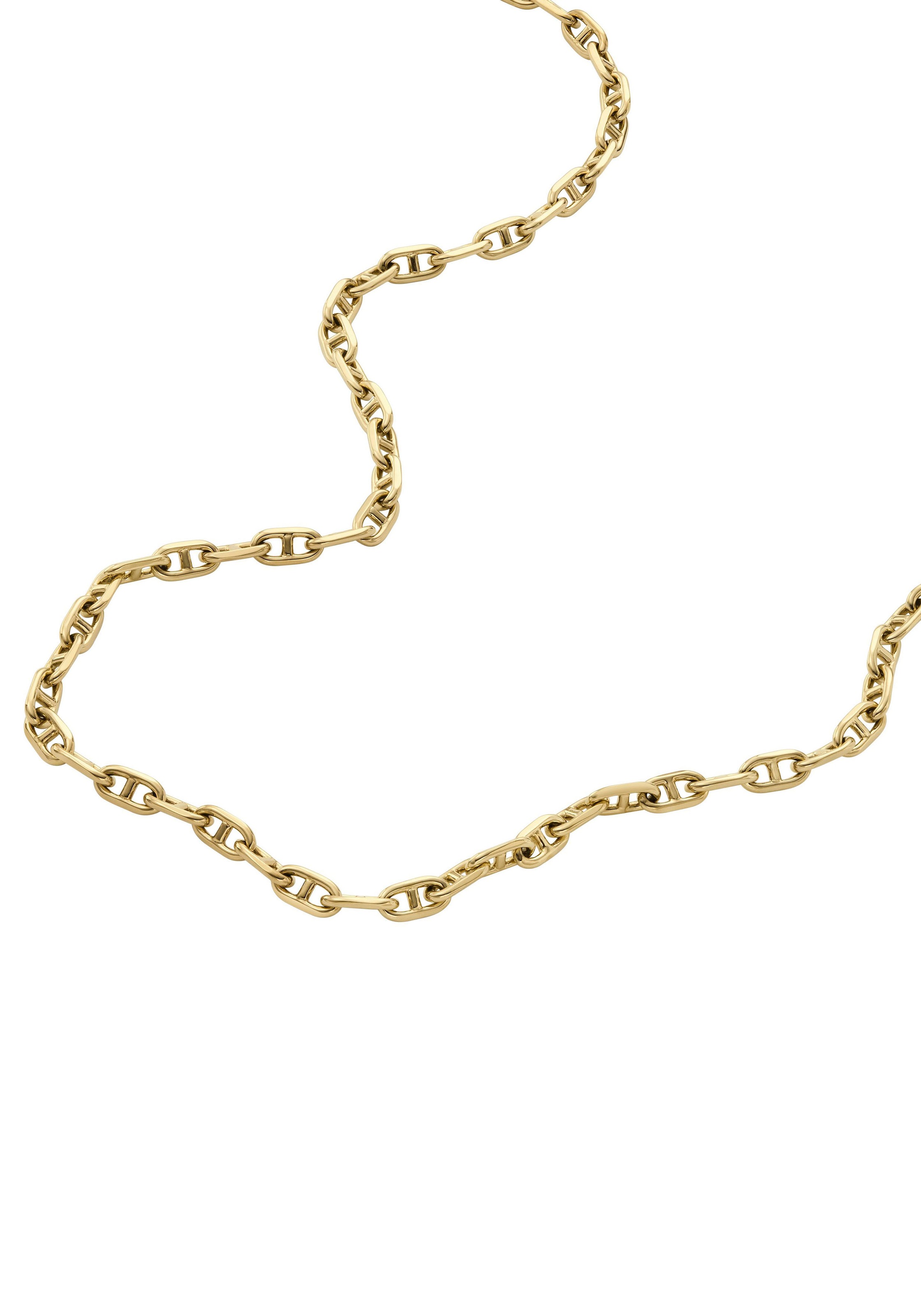 Gliederkette FOSSIL "Schmuck Geschenk Messing Halsschmuck HERITAGE D-LINK", gold (gelbgoldfarben), Halsketten, Damen, Messing, L: 42,5 B: 3,5mm, Gliederkette, B:3,5mm 3
