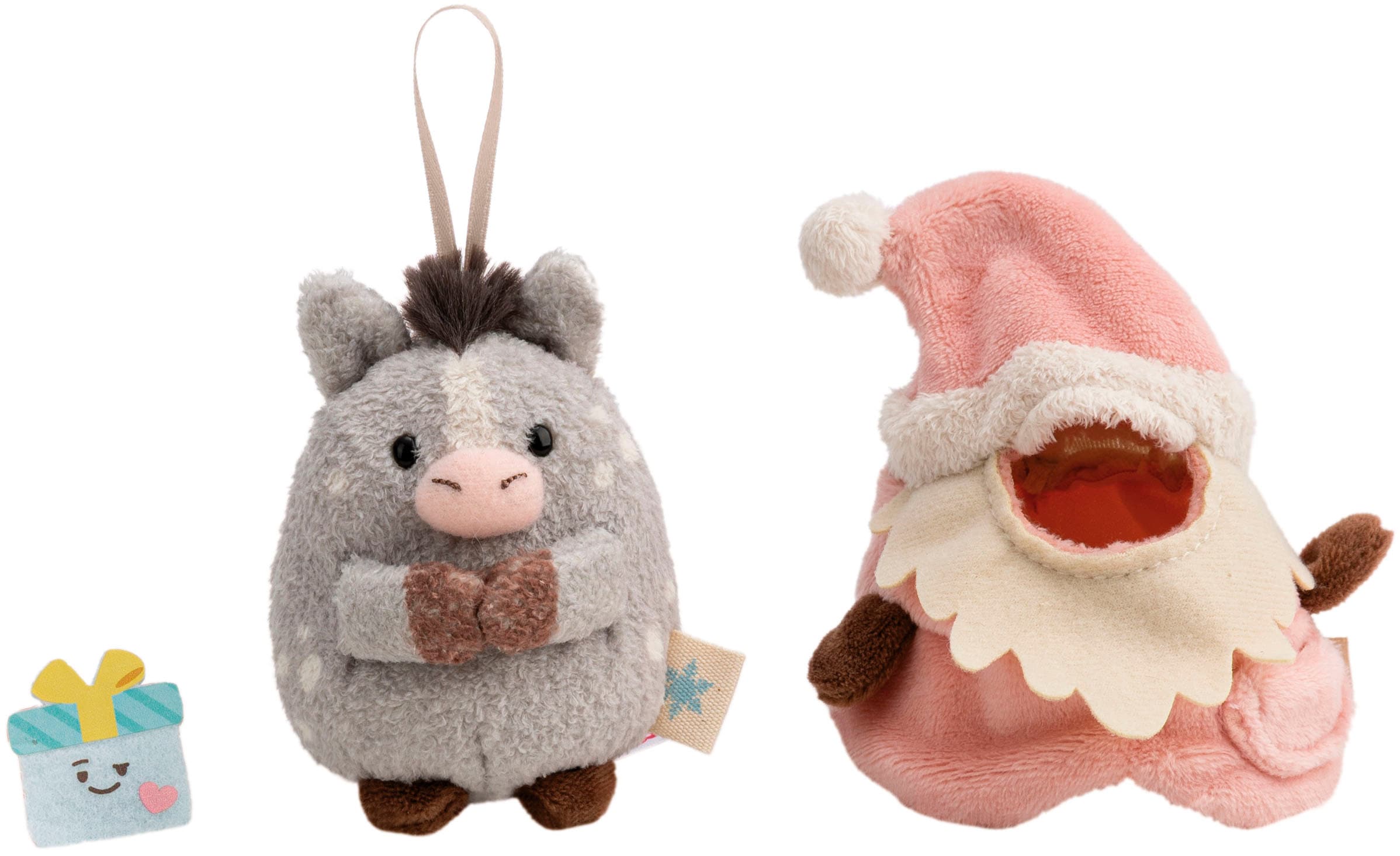 Nici Kuscheltier »mymochi, Set Pony Hoppi grau 8cm mit Geschenk & Weihnachtsmannkostüm« in Geschenkbox