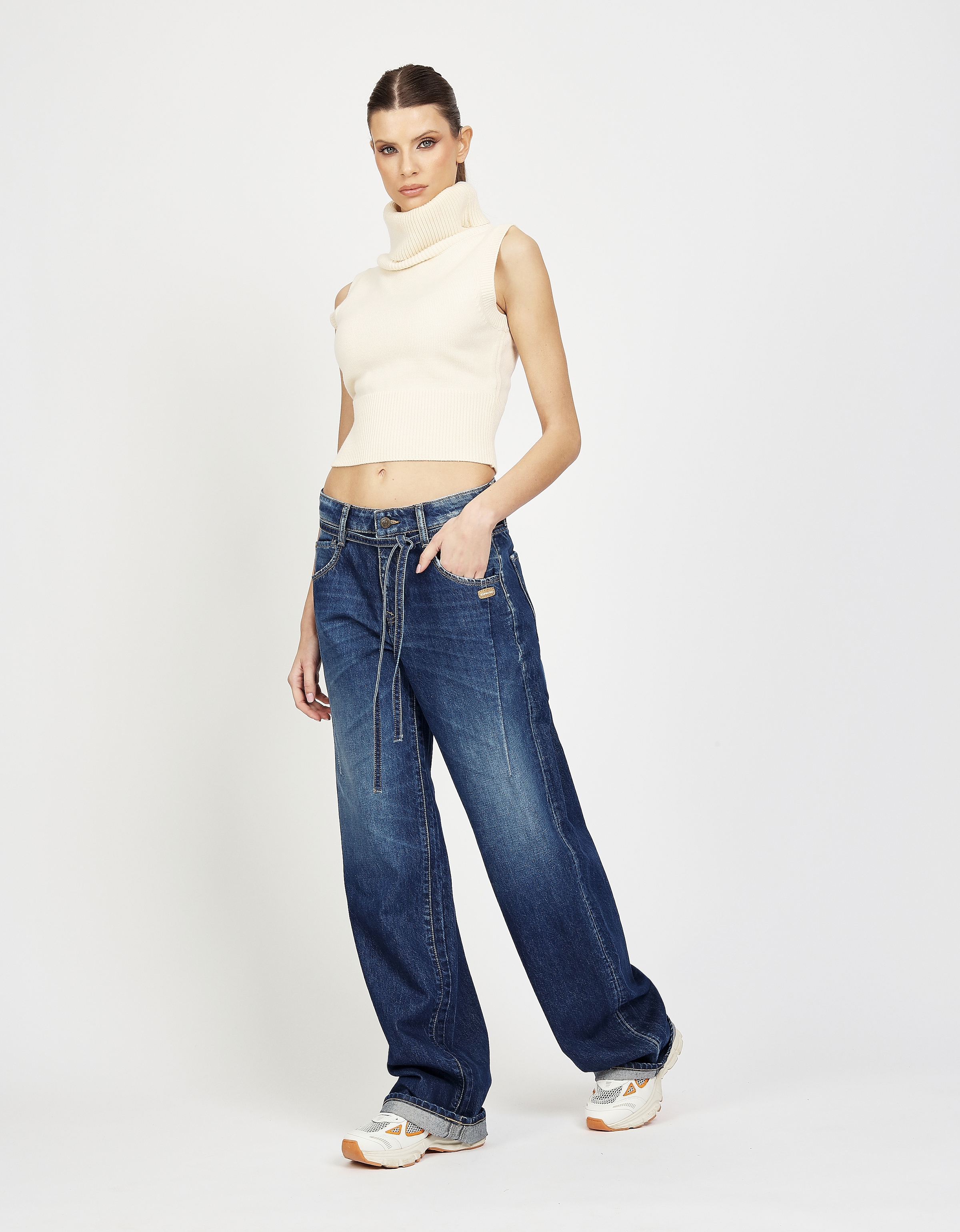 GANG Loose-fit-Jeans »94CLAIRE«, mit Bindegürtel und Naht am Oberschenkel, Baggy Fit