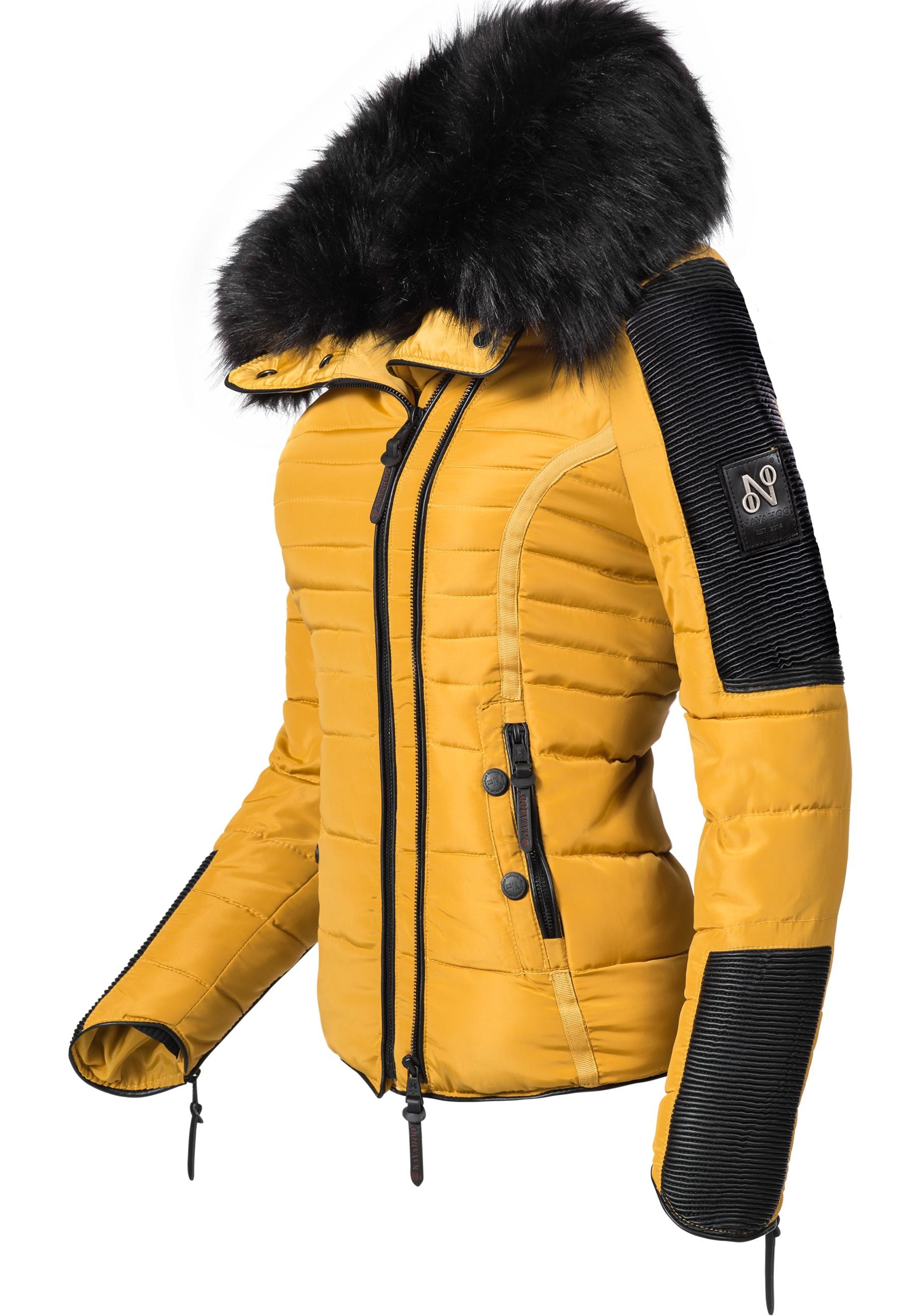 Navahoo Steppjacke »Yuki2«, ohne Kapuze, stylische Winterjacke mit edlem Kunstfell-Kragen