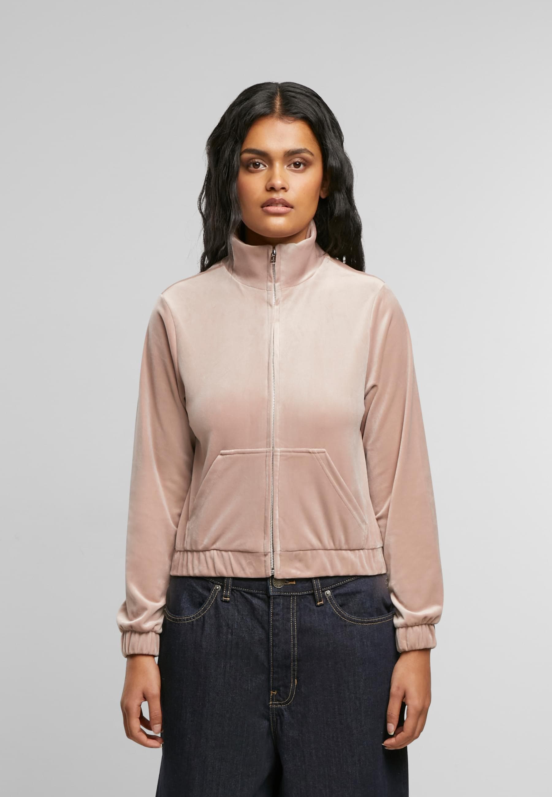 URBAN CLASSICS Allwetterjacke »Urban Classics Ladies Short Velvet Track Jacket«, (1 St.), ohne Kapuze