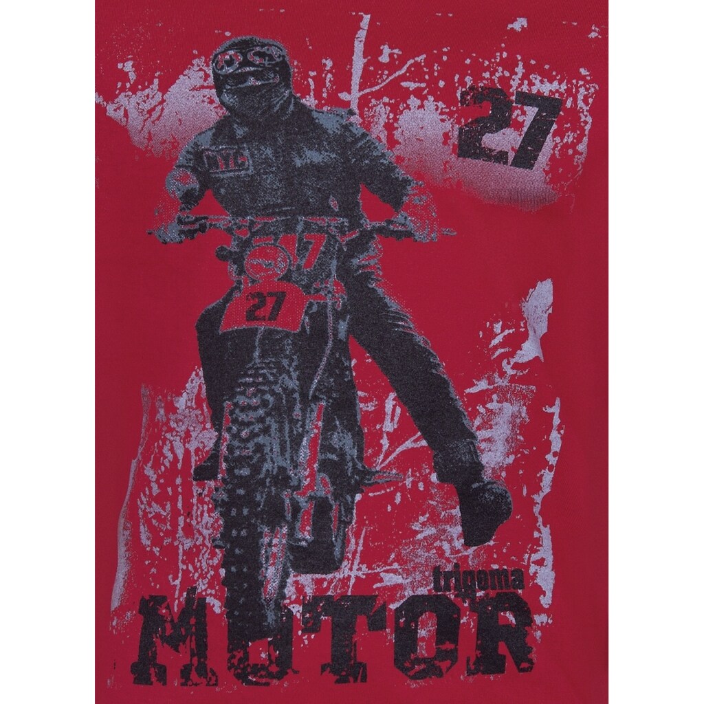 Trigema T-Shirt »TRIGEMA Langarm-Shirt mit Motorrad-Druckmotiv«, (1 tlg.)