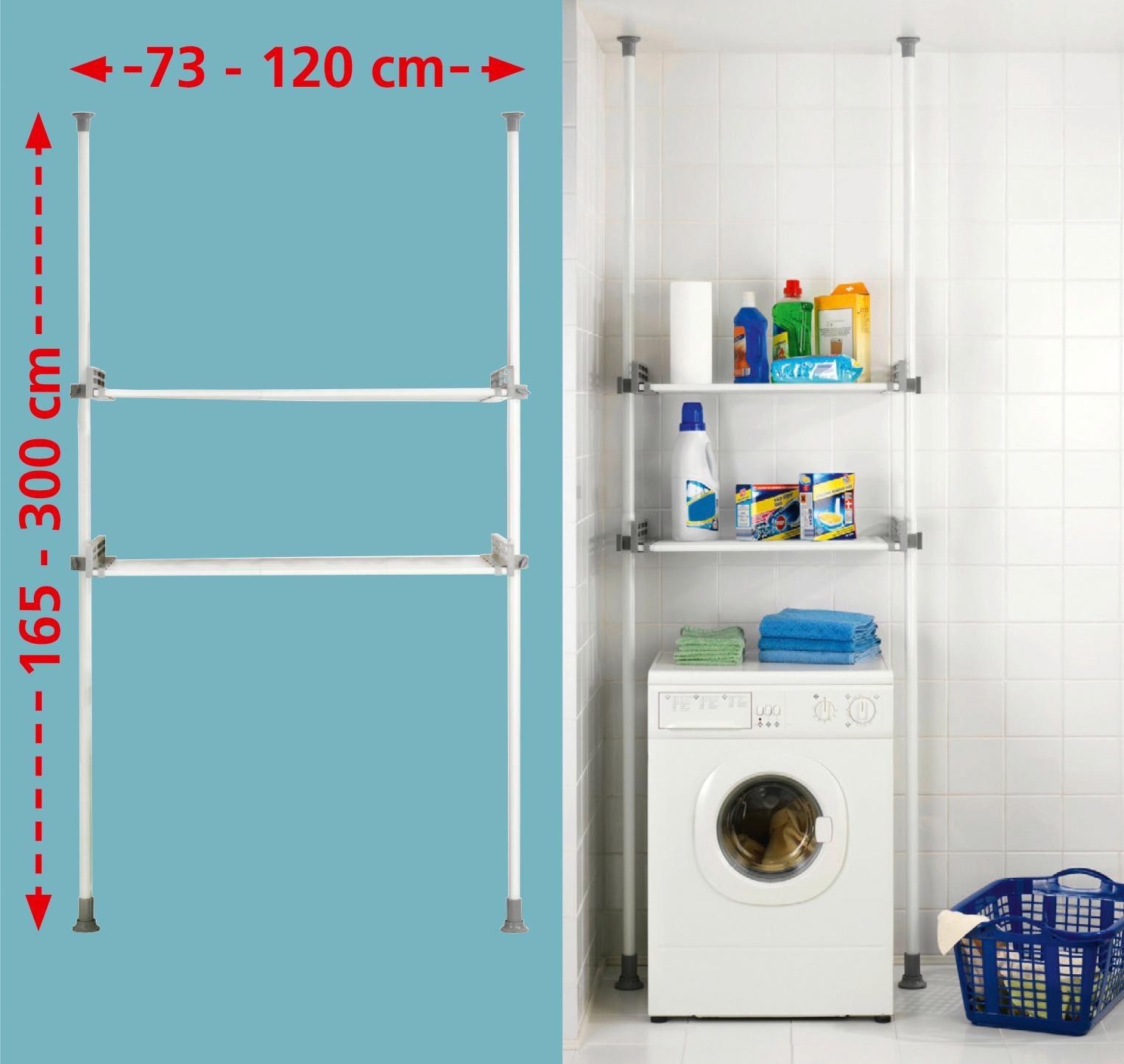 WENKO Teleskopregal »Herkules Twin«, (Set), (2 Trägerstangen, 2 Ablagen im Set), 2 Ebenen