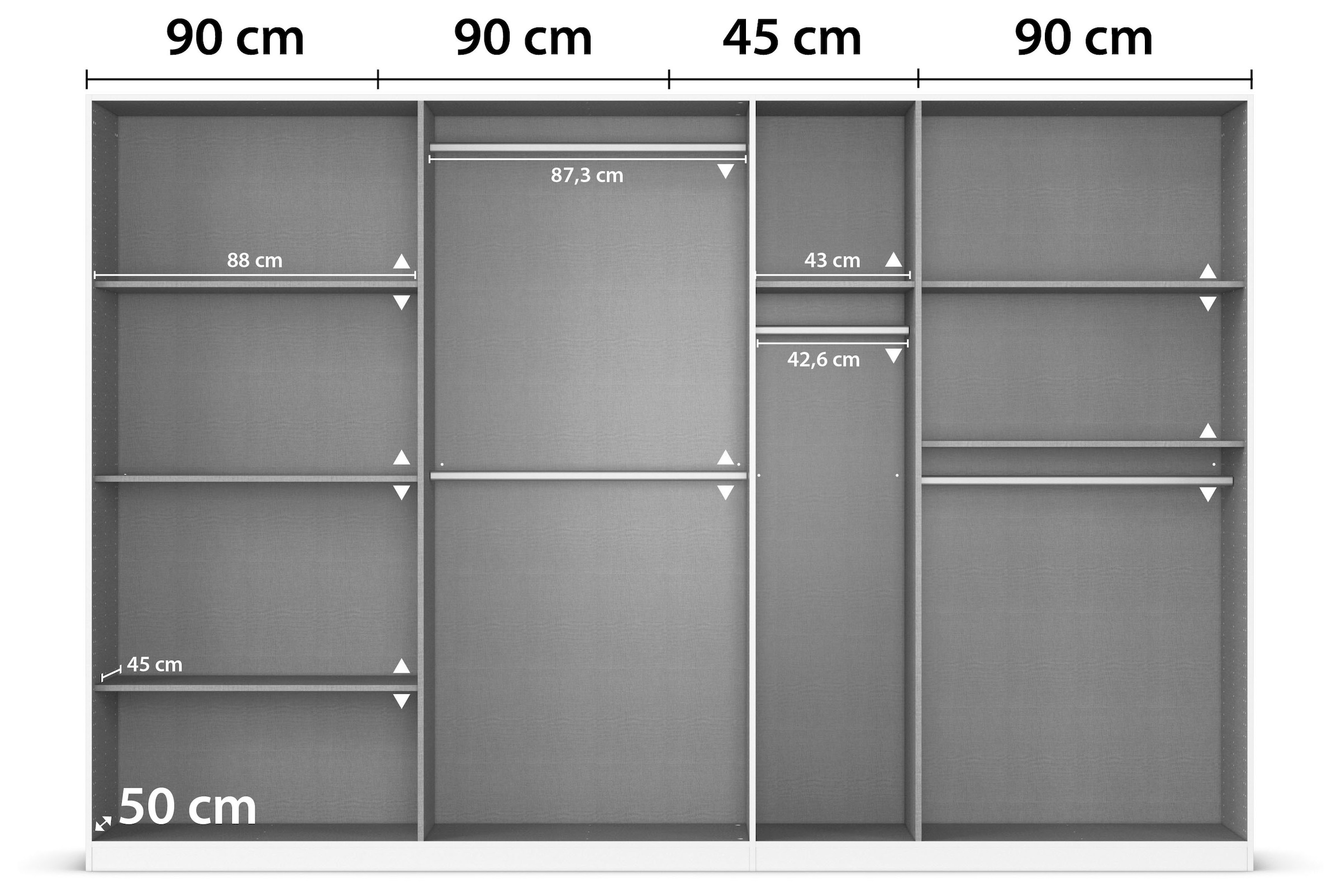 rauch Drehtürenschrank »Kleiderschrank Schrank Garderobe AGORDO TOPSELLER Schlafzimmer«, (in zwei Griff-Farben mit Dekor- oder Hochglanzfront), durchdachte Innenausstattung, in 6 Breiten und 2 Höhen MADE IN GERMANY