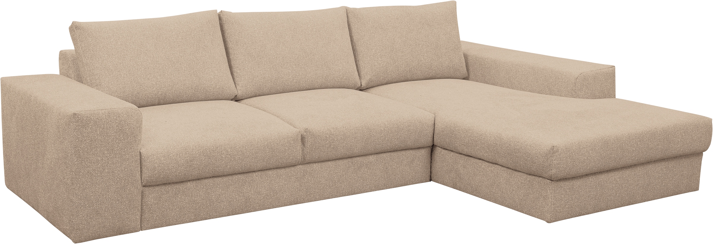 WERK2 Ecksofa »Rozzana Design Ecksofa mit hohem Komfort, zeitlos & elegant, L-Form,«, in kuschelweichen Trendstoffen Cord, Breitcord und Plüsch