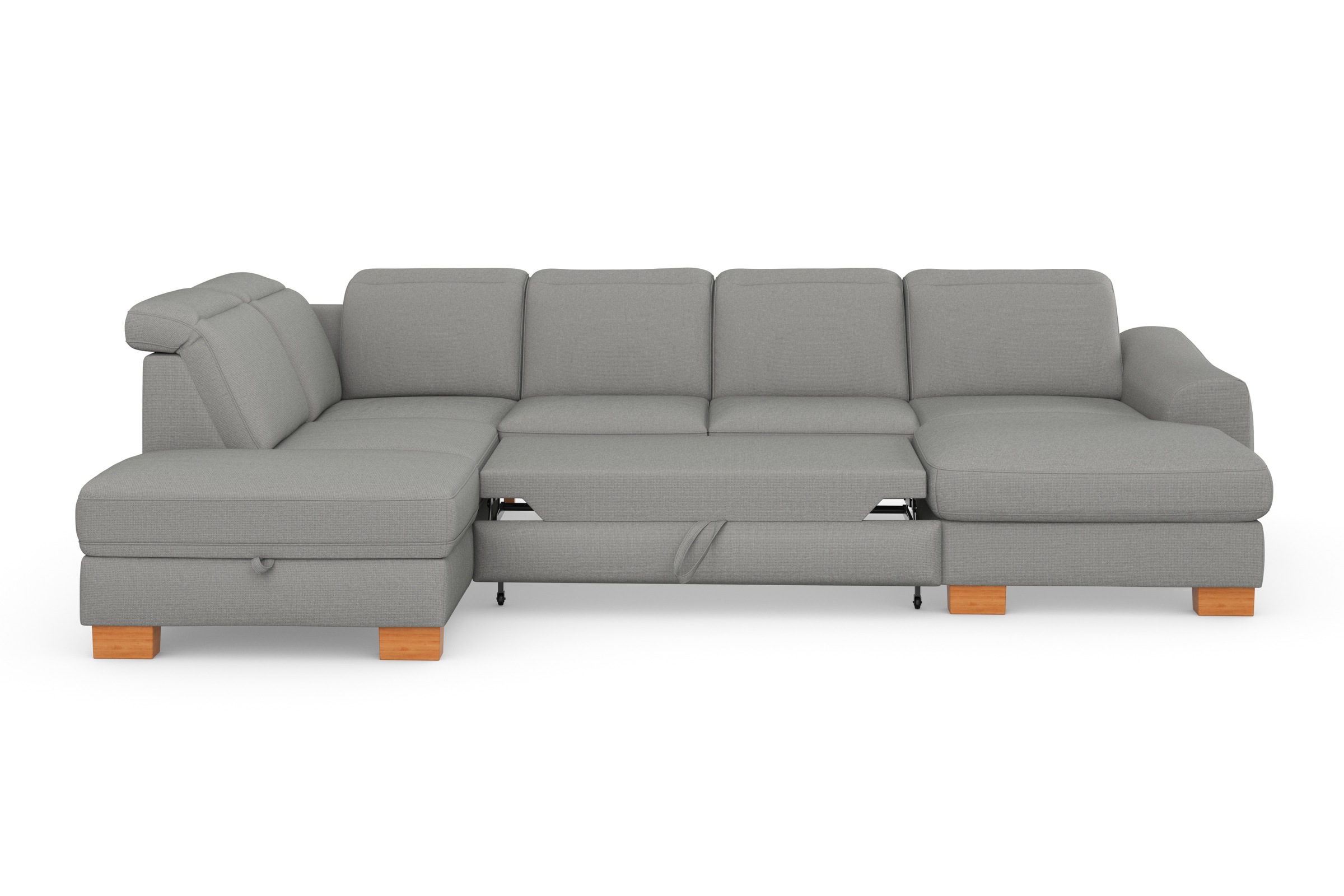 sit&more Wohnlandschaft »Dundee U-Form«, mit Federkern und Massivholzfüßen, wahlweise mit Kopfteilverstellung