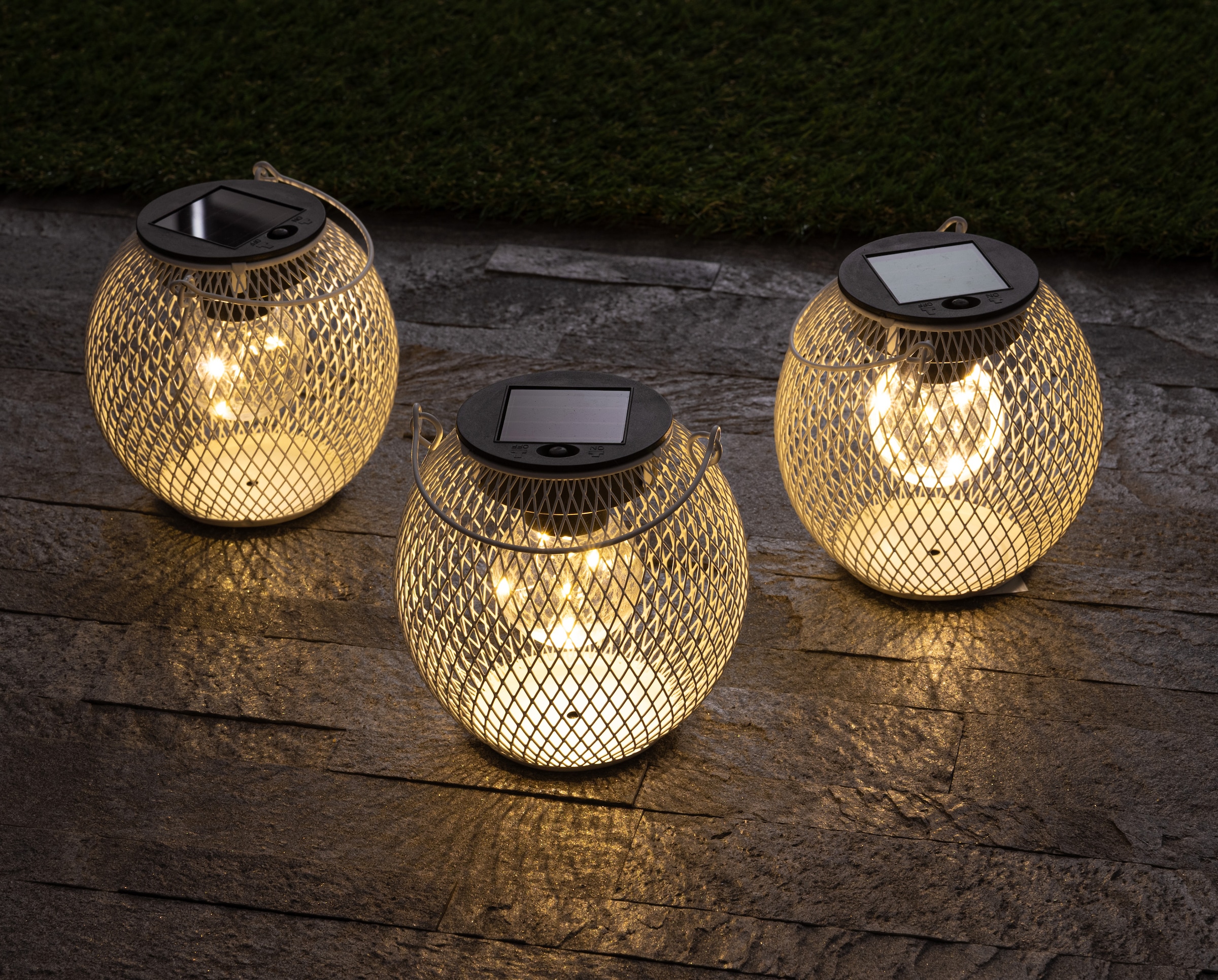 my home LED Solarleuchte »Aislinn, LED-Metalllaterne, 3er Set«, Leuchtmittel LED-Modul | LED fest integriert, einzeln positionierbar