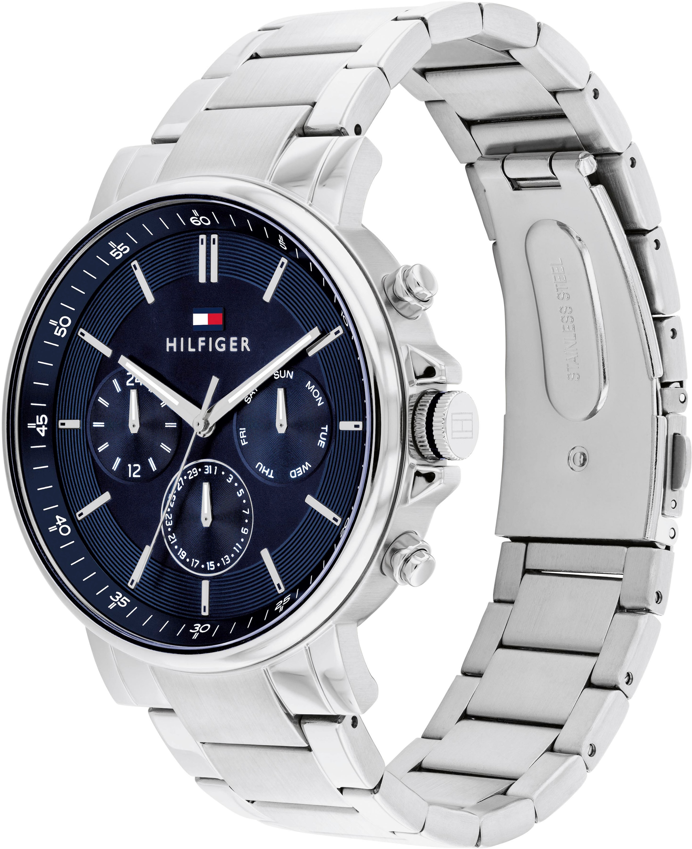Tommy Hilfiger Multifunktionsuhr »TYSON«, Quarzuhr, Armbanduhr, Herrenuhr, Datum, Edelstahlarmband