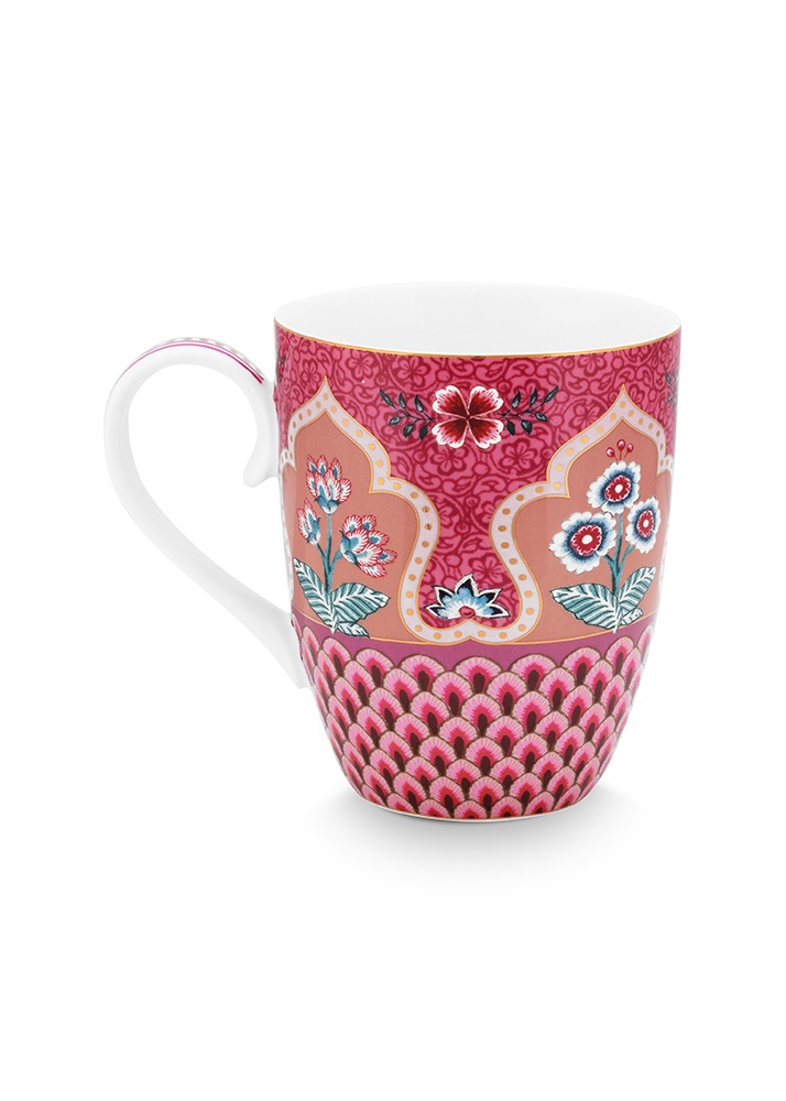 PiP Studio Becher »Flower Festival - Kamm Deko«, (Set, 4 tlg.), Kaffeetassen im 4er Set, Blumenfest, mit Kamm Deko, 350 ml
