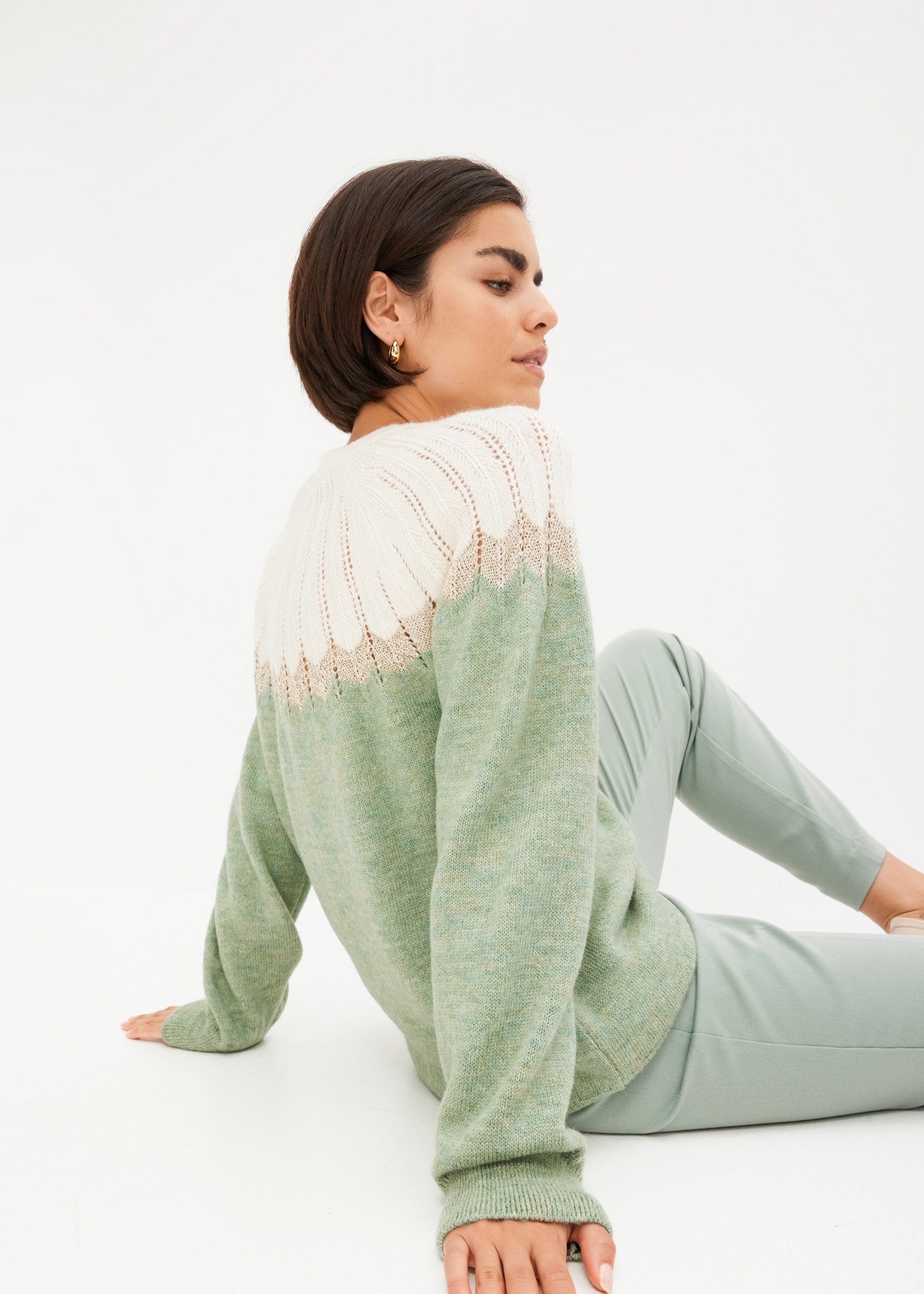 bonprix Ajourpullover aus Polyacryl, Polyester und metallisierten Fasern, m günstig online kaufen