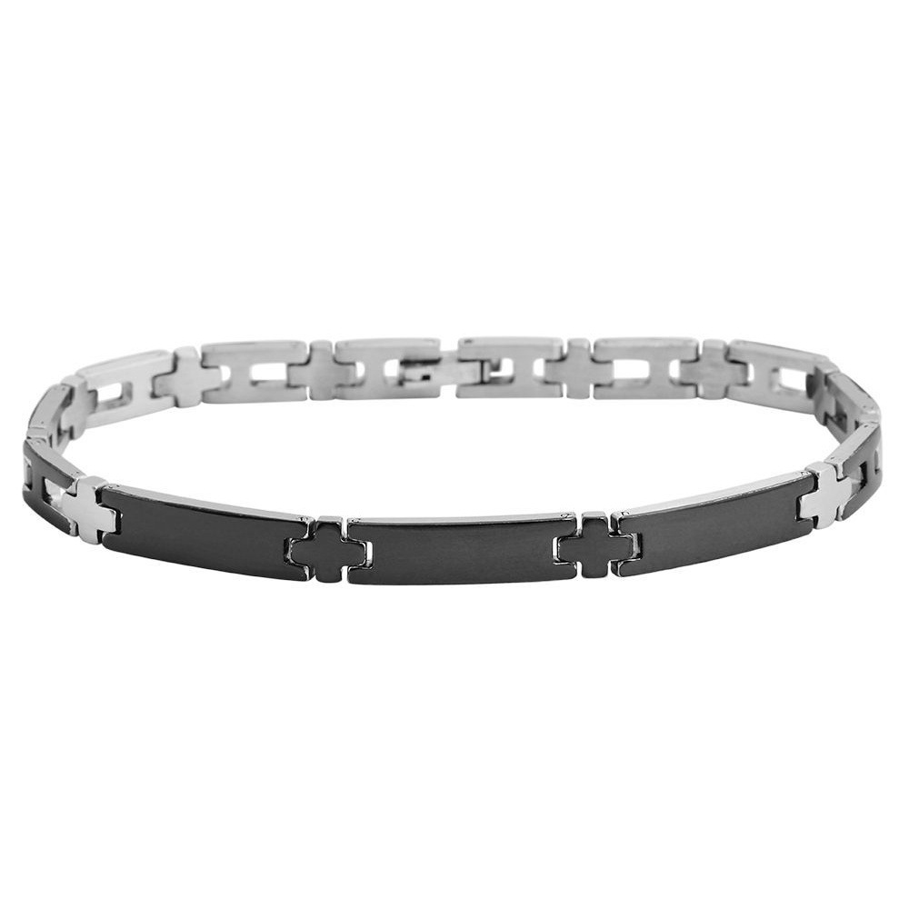 ADELIA ́S Damen Gliederarmband "Armband – Gliederarmband aus Edelstahl 20 cm", 20cm, Edelstahl, schwarz, Edelstahl, Armbänder, Perfekt als Geschenk