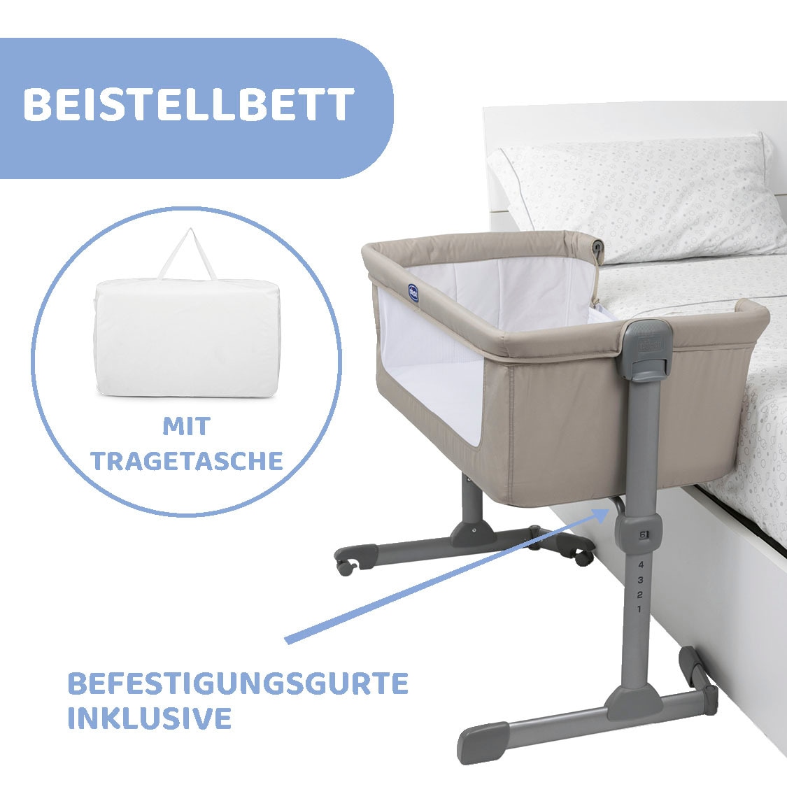 Chicco Beistellbett »next2me essential, dune«, Bezug teilweise aus recyceltem Material