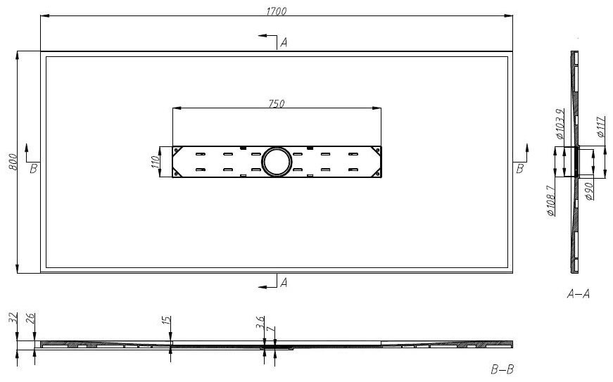 Sanotechnik Duschwanne »SMC Brausetasse«, LxB: 170x80cm; schneidbar