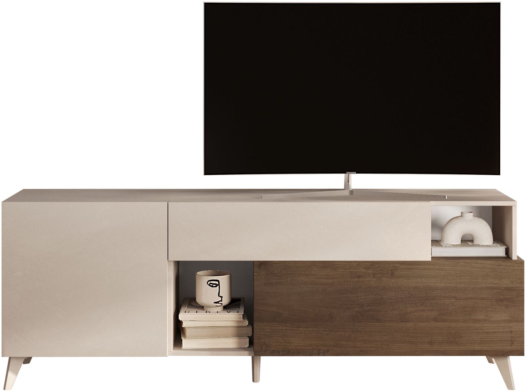 Home affaire Lowboard "Monaco in Breite 181 cm, TV-Schrank mit Tür, Klappe und Schubkasten" Mediaboard – sanftes Schließen, edles Design, Platz für alles