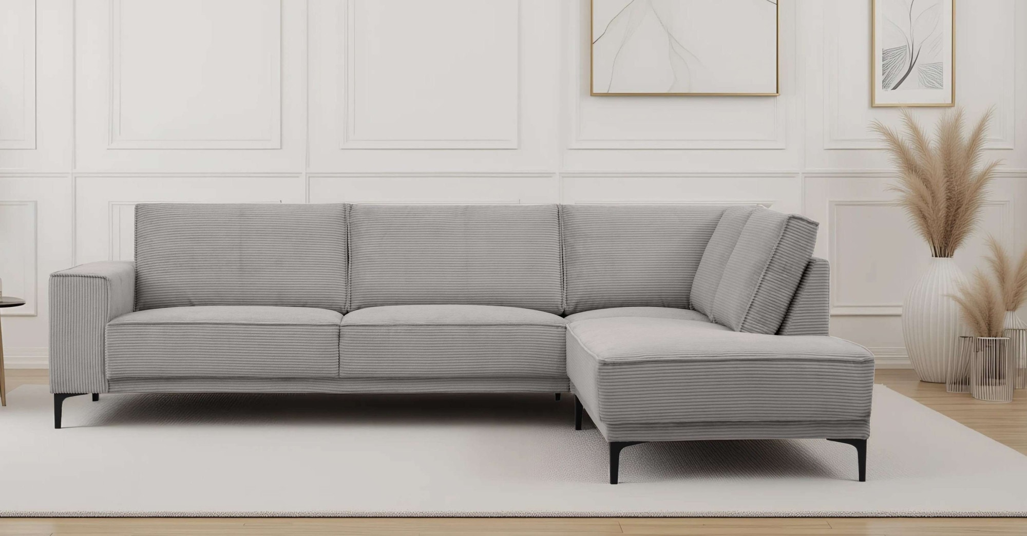 OTTO home Ecksofa "OLAND Cord L-Form, B: 289 cm, Skandi-Design" Struktur, Flachgewebe, Luxus-Microfaser, Boucle