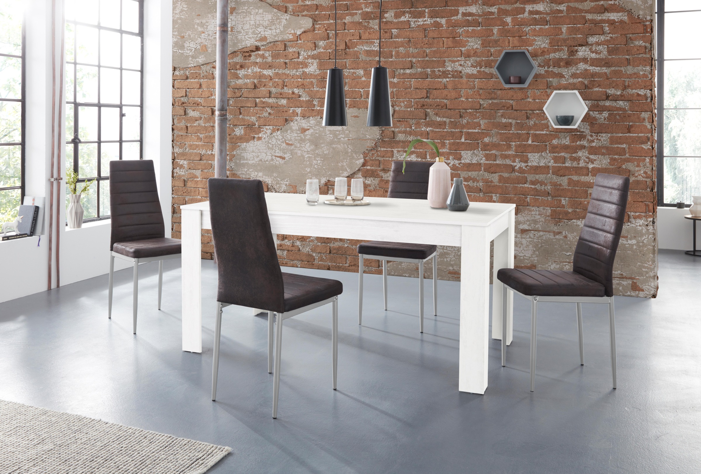 INOSIGN Essgruppe "Lynn160/Kate" Set;Retro, 5 Stk. tlg. Tisch mit 4 Stühlen günstig online kaufen