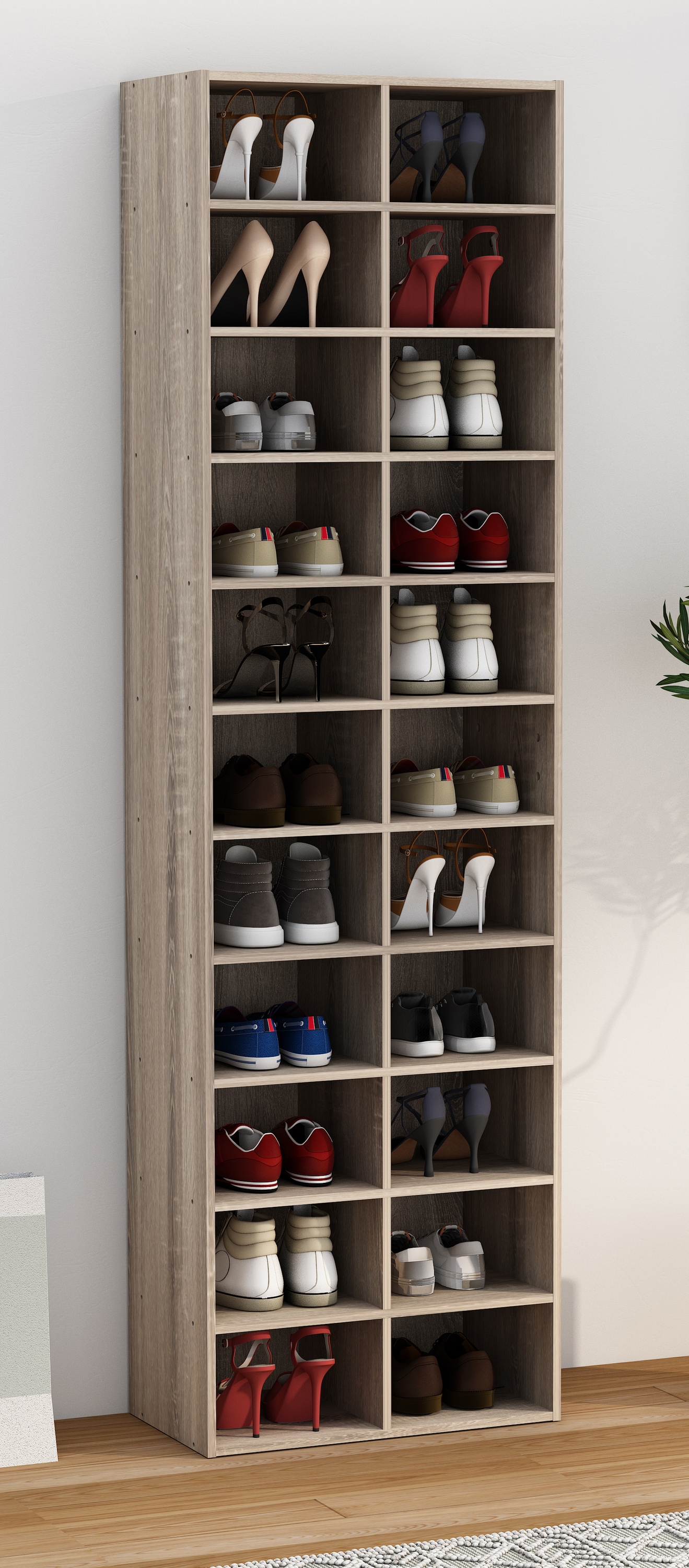 VCM Schuhregal »VCM Holz Schuhregal | Maße ca. H. 183 x B. 52 x T. 30 cm | Schuhkommode mit 22 Fächer | Schuhschrank - Hinsol XL«