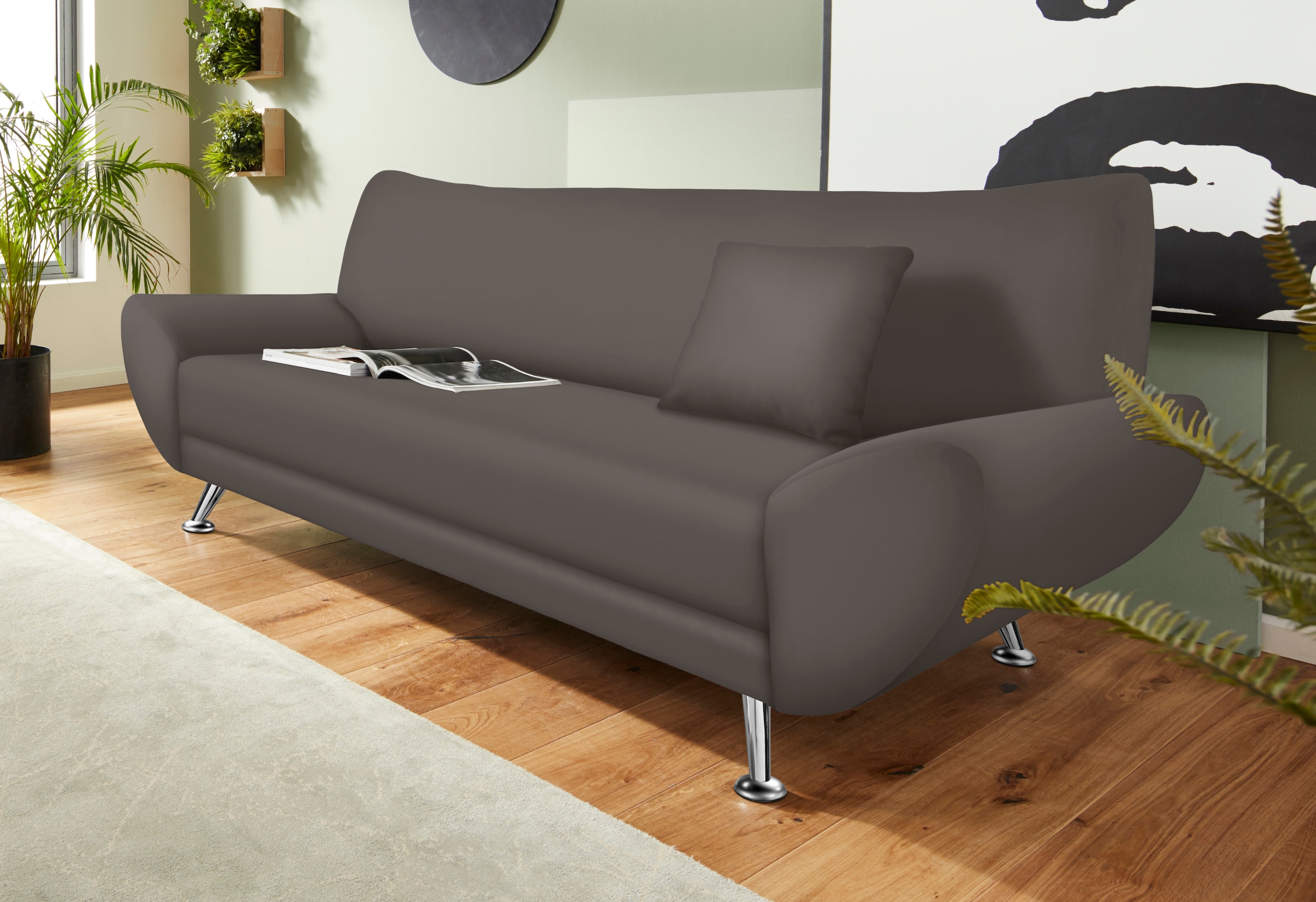 Home affaire 3-Sitzer "Saltare elegant & komfortabel, toller Designfuß, bequem, Breite 205cm"